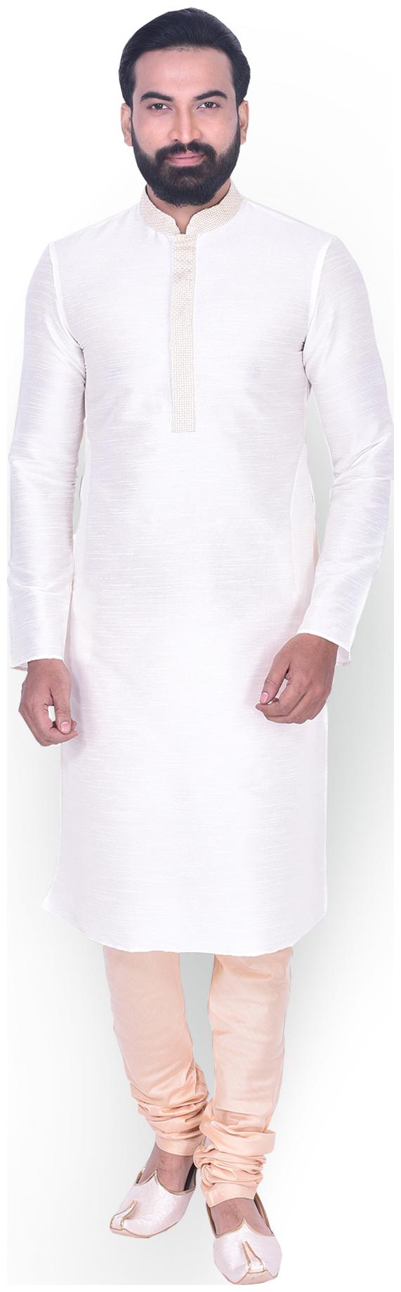 

Manyavar Men Off White Full Sleeve Kurta Paired with Churidar
