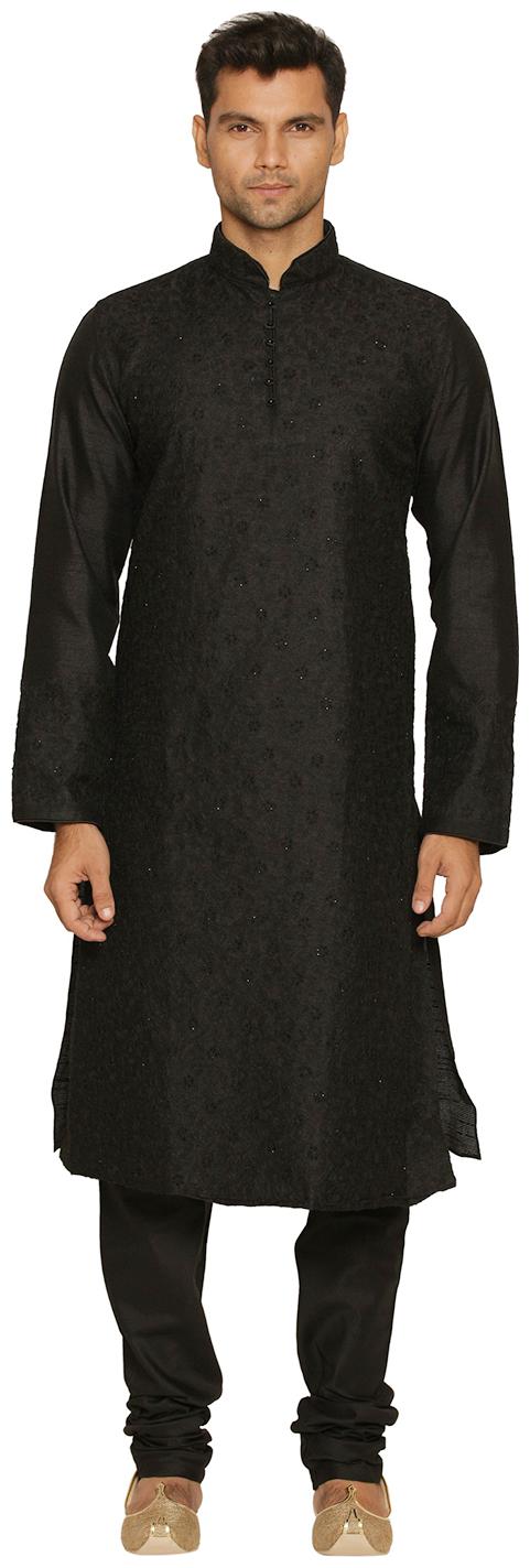 

Manyavar Men Black Full Sleeve Kurta Paired with Churidar