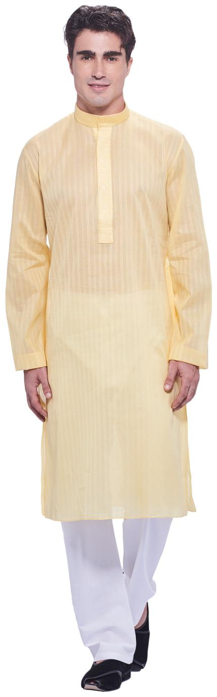 

Manyavar Men s Classic Light Yellow Kurta And Churidar