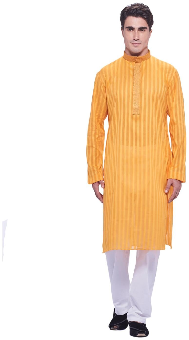 

Manyavar Men s Classic Orangish Yellow Kurta And Churidar