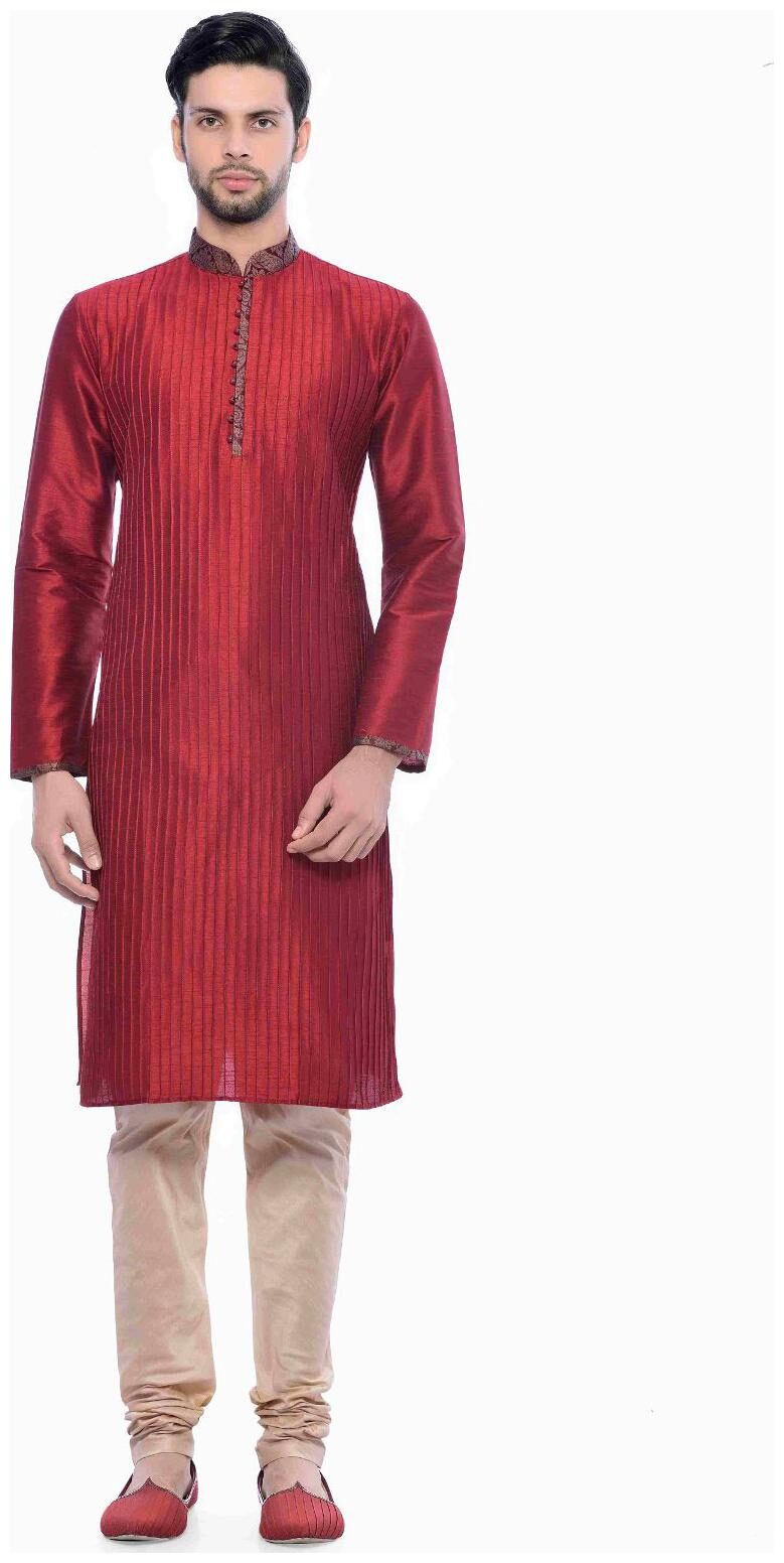 

Manyavar Rust Striped Kurta Chudidar Set