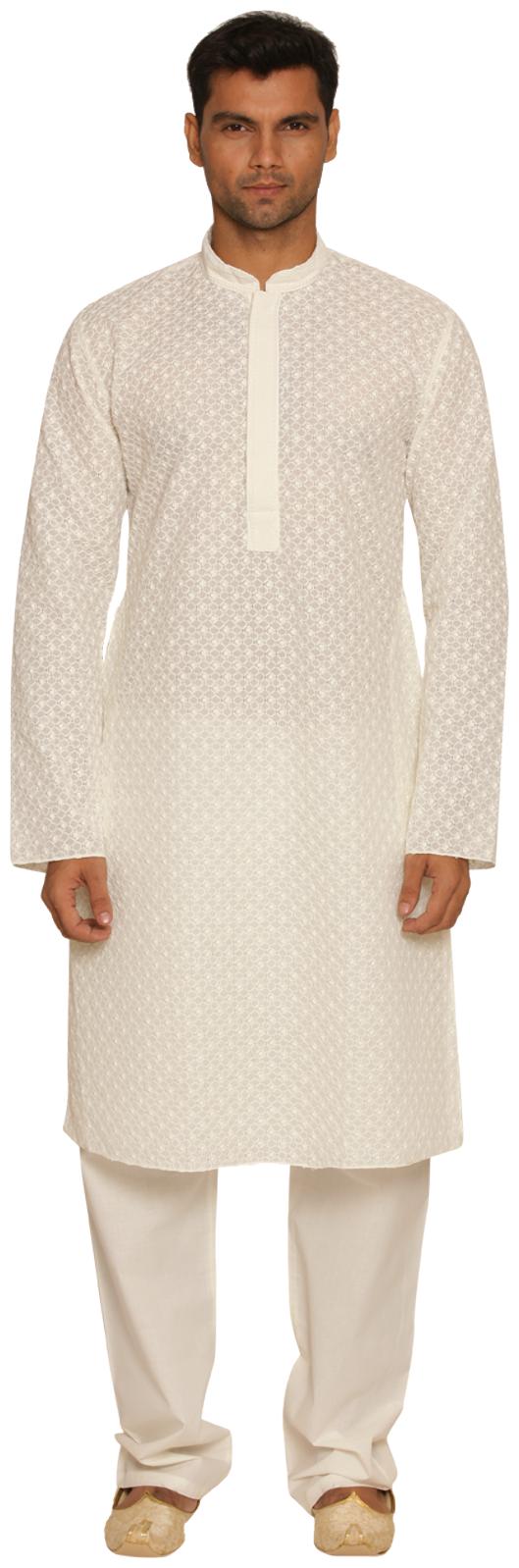 

Manyavar Self Design White Kurta and Pyjama