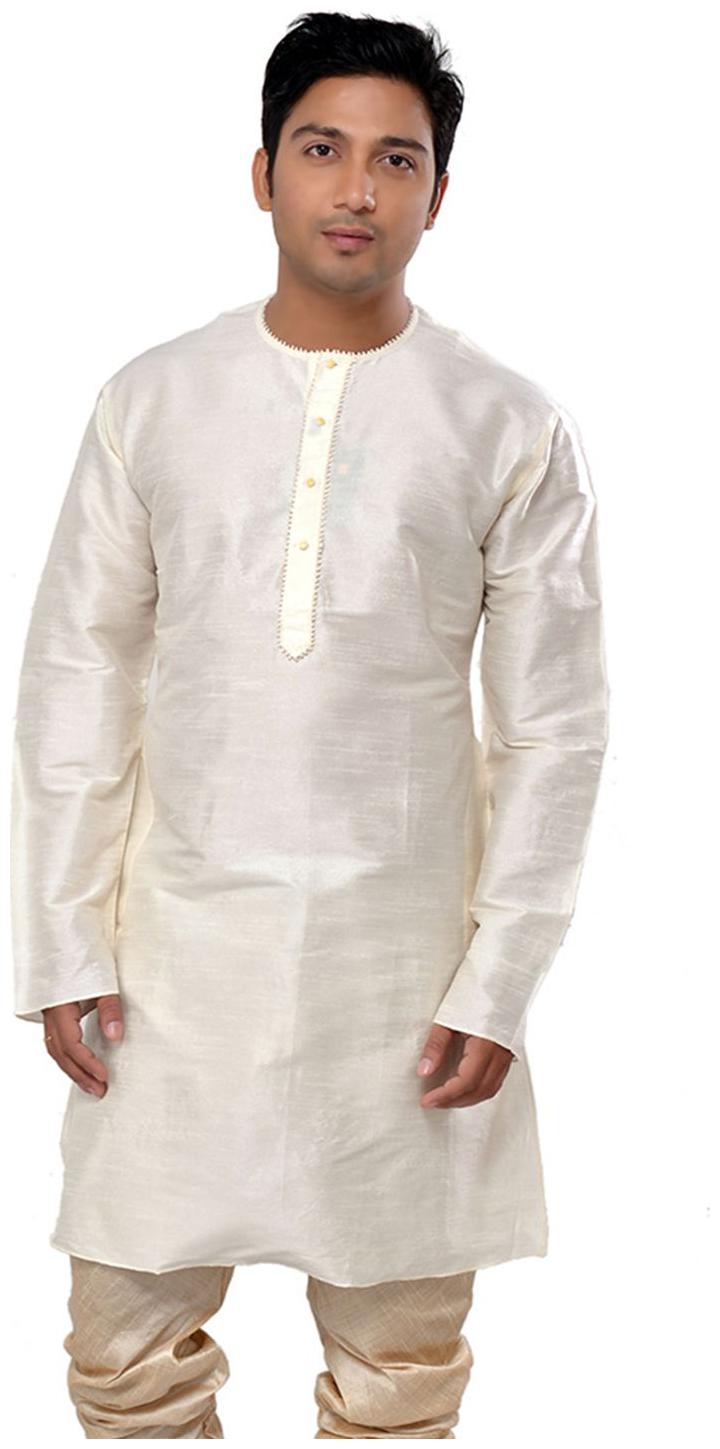 

Manyavar Simple Off White Round Neck Solid Kurta