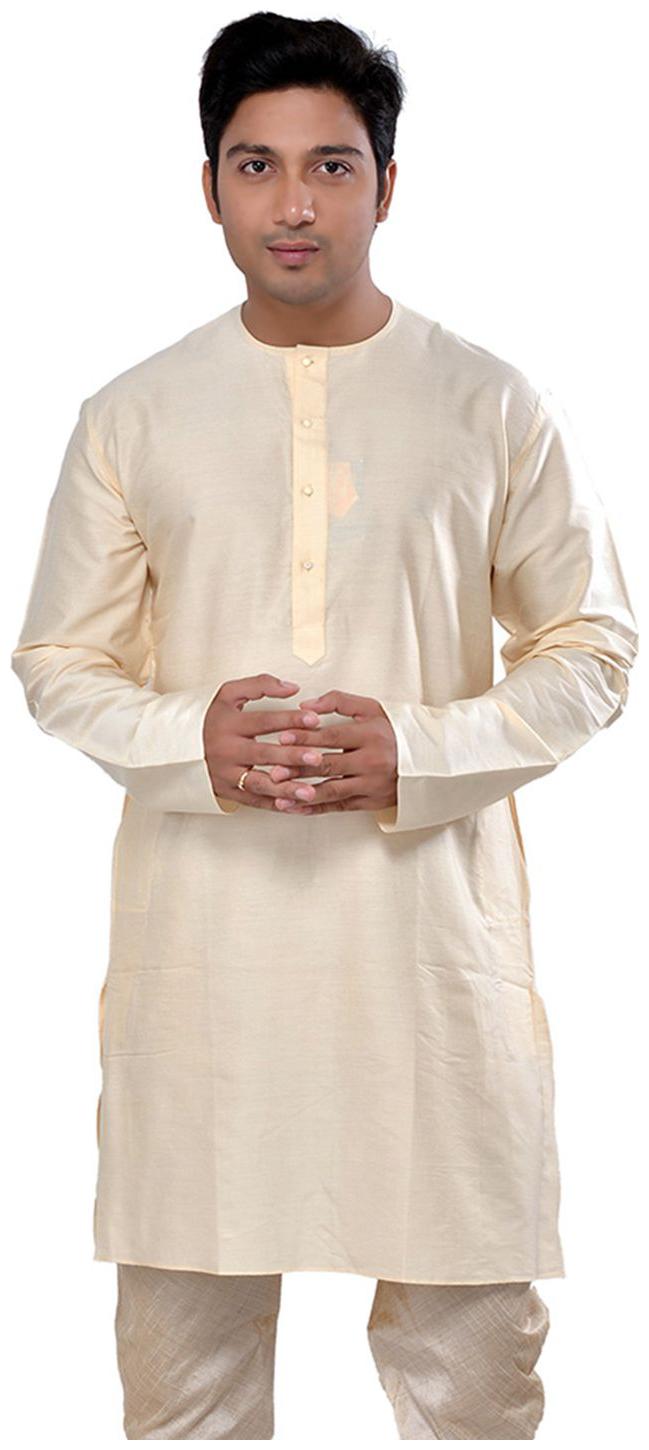 

Manyavar Simple Cream Solid Kurta