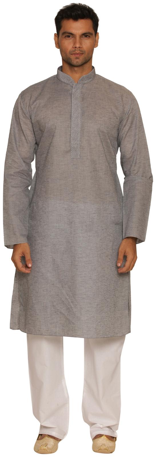 

Manyavar Solid Grey Men s Kurta and Pyjama