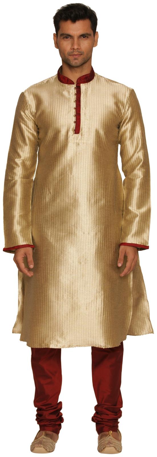 

Manyavar Striped Beige Men s Kurta and Churidar