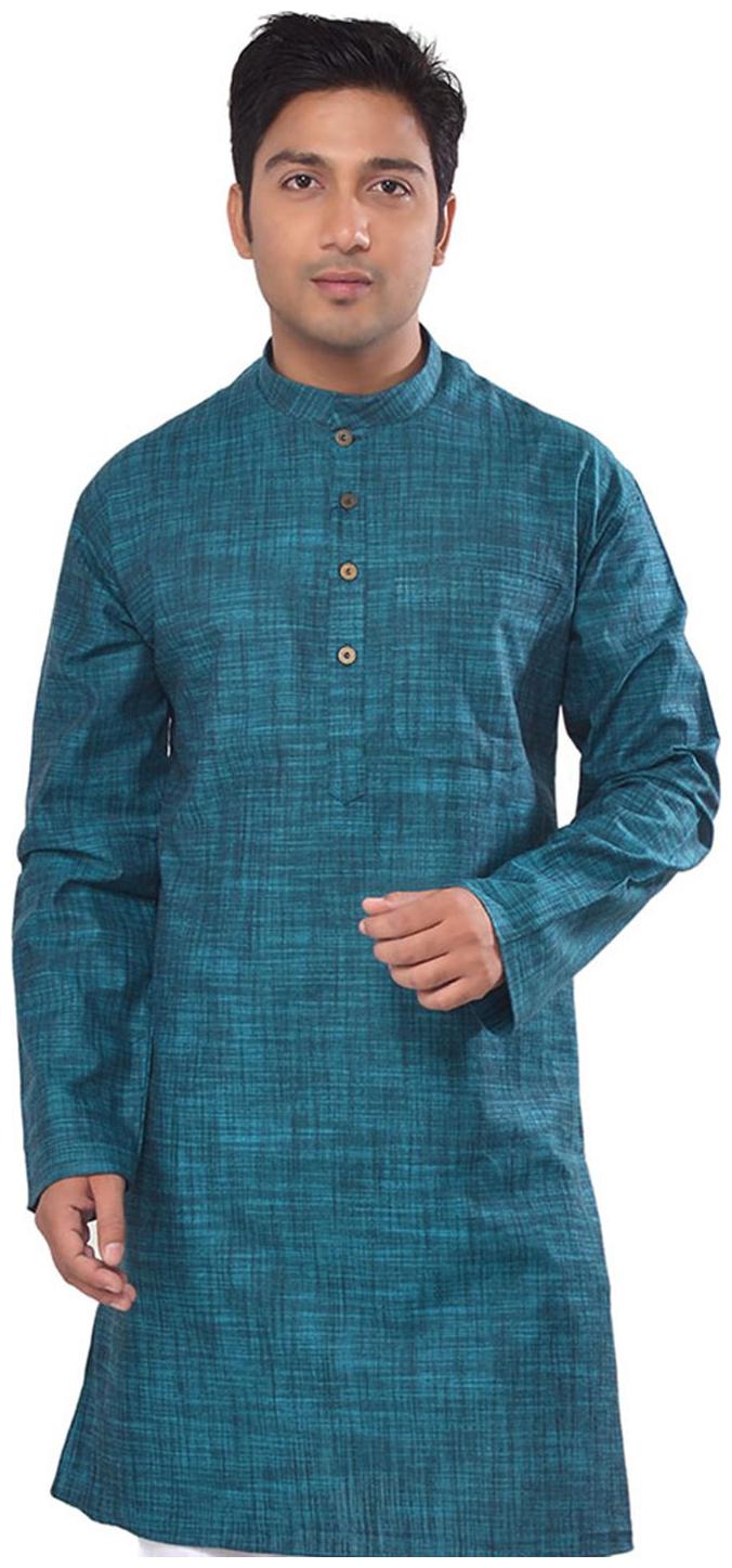 

Manyavar Teal Textured Kurta