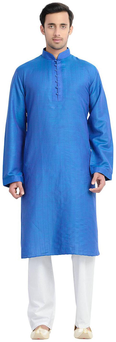 

Manyavar Trendy Blue White Kurta Pyjama