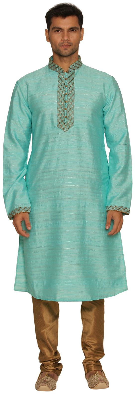 

Manyavar Turquoise Classic Men s Kurta and Churidar