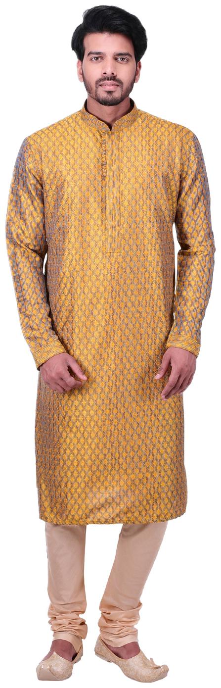 

Manyavar Yellow and Blue Kurta Set