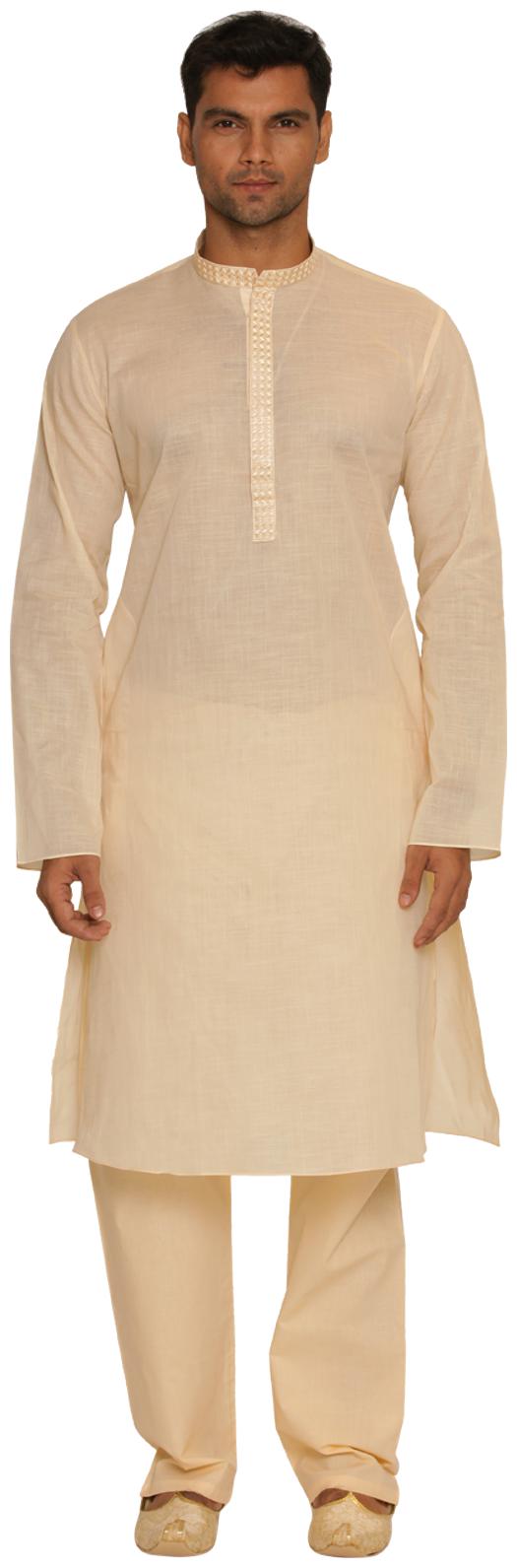 

Manyavarn Classic Beige Men s Kurta and Churidar