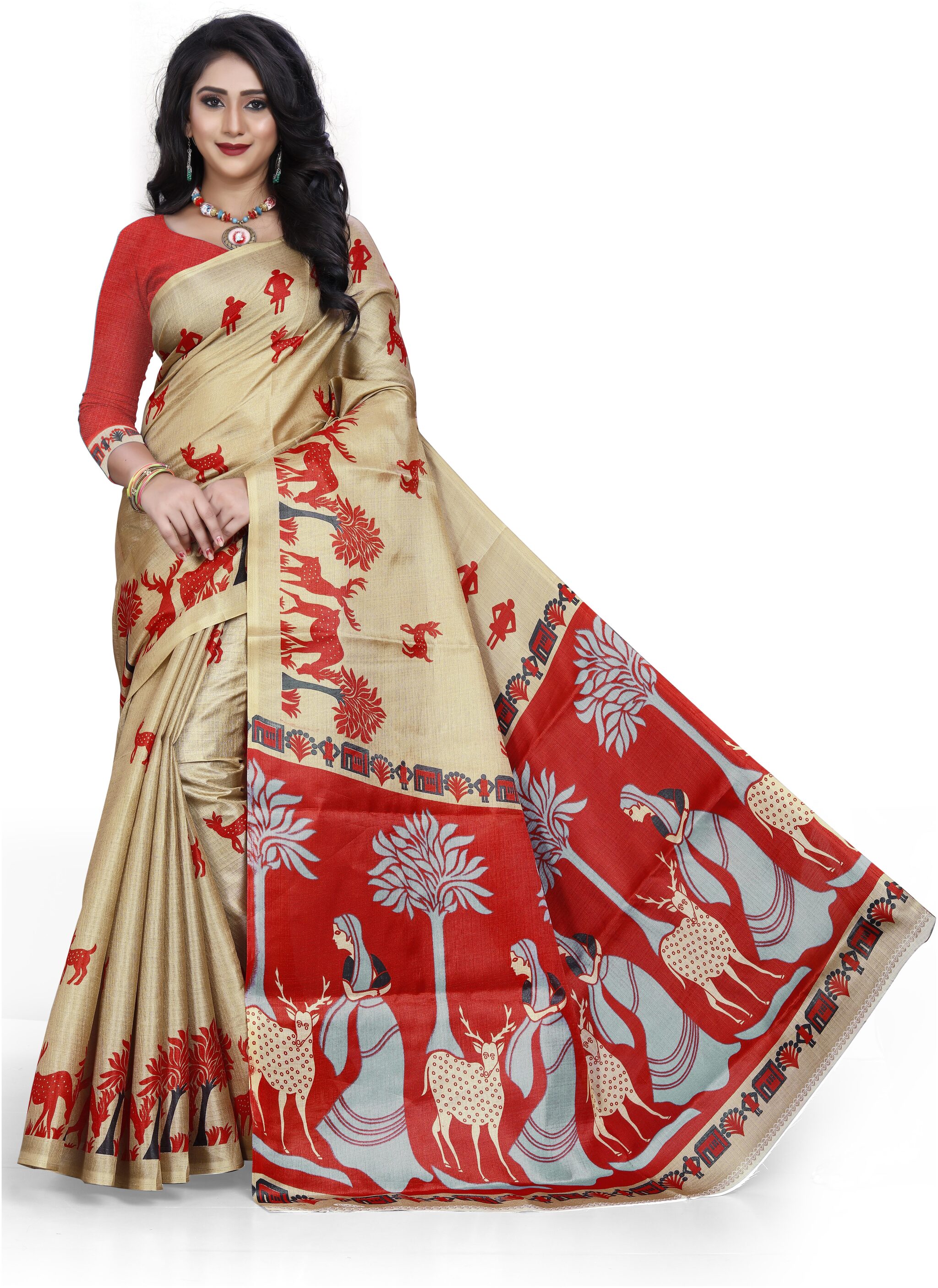 

Marabout Bangalori silk saree With Blouse Piece - Beige