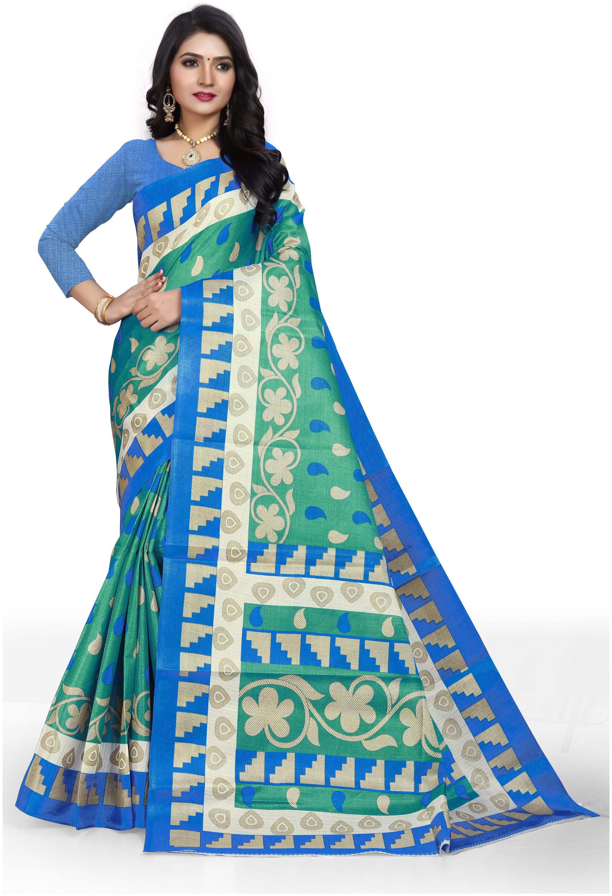 

Marabout Bangalori silk saree With Blouse Piece - Green