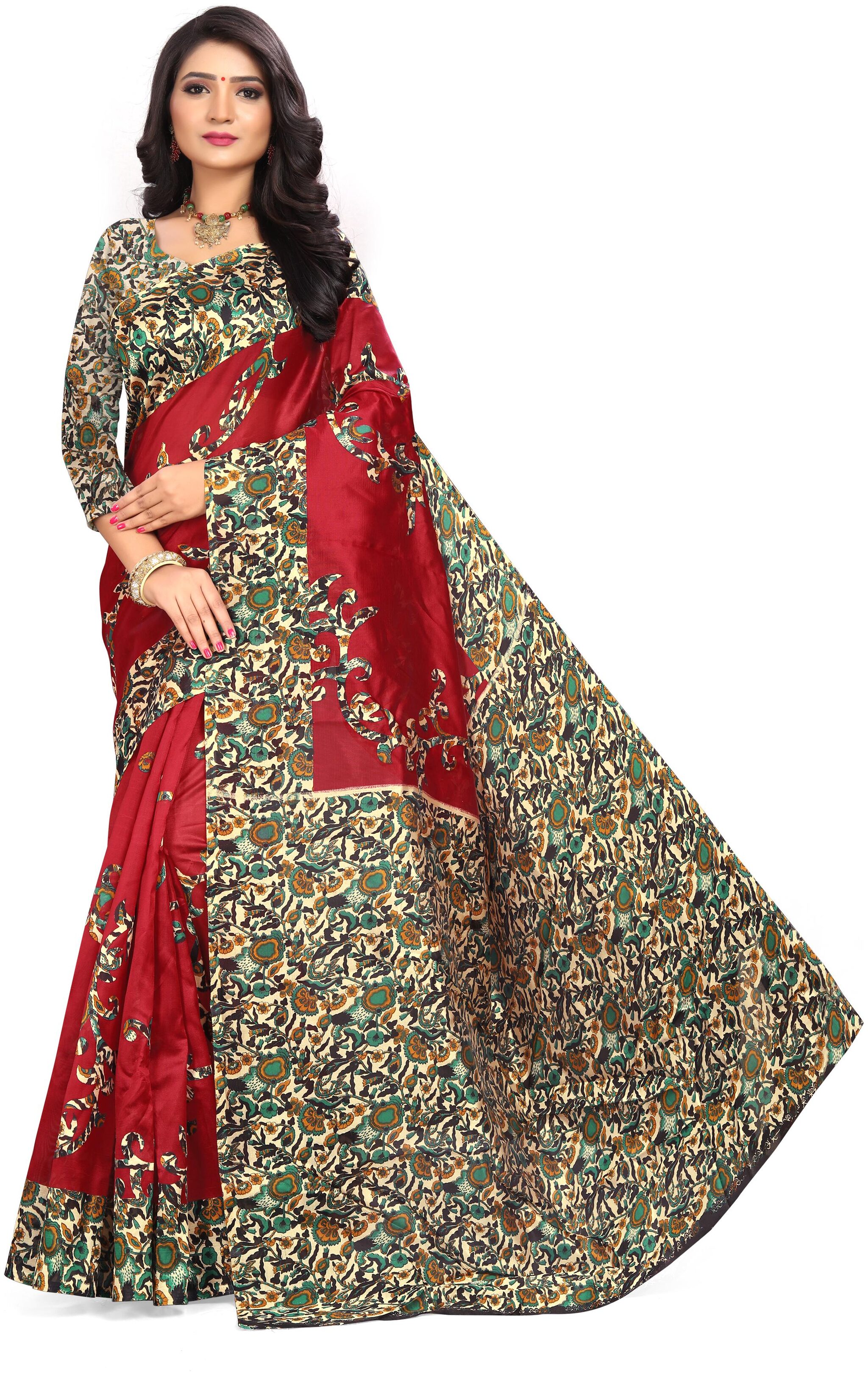 

Marabout Bhagalpuri silk saree With Blouse Piece Multi