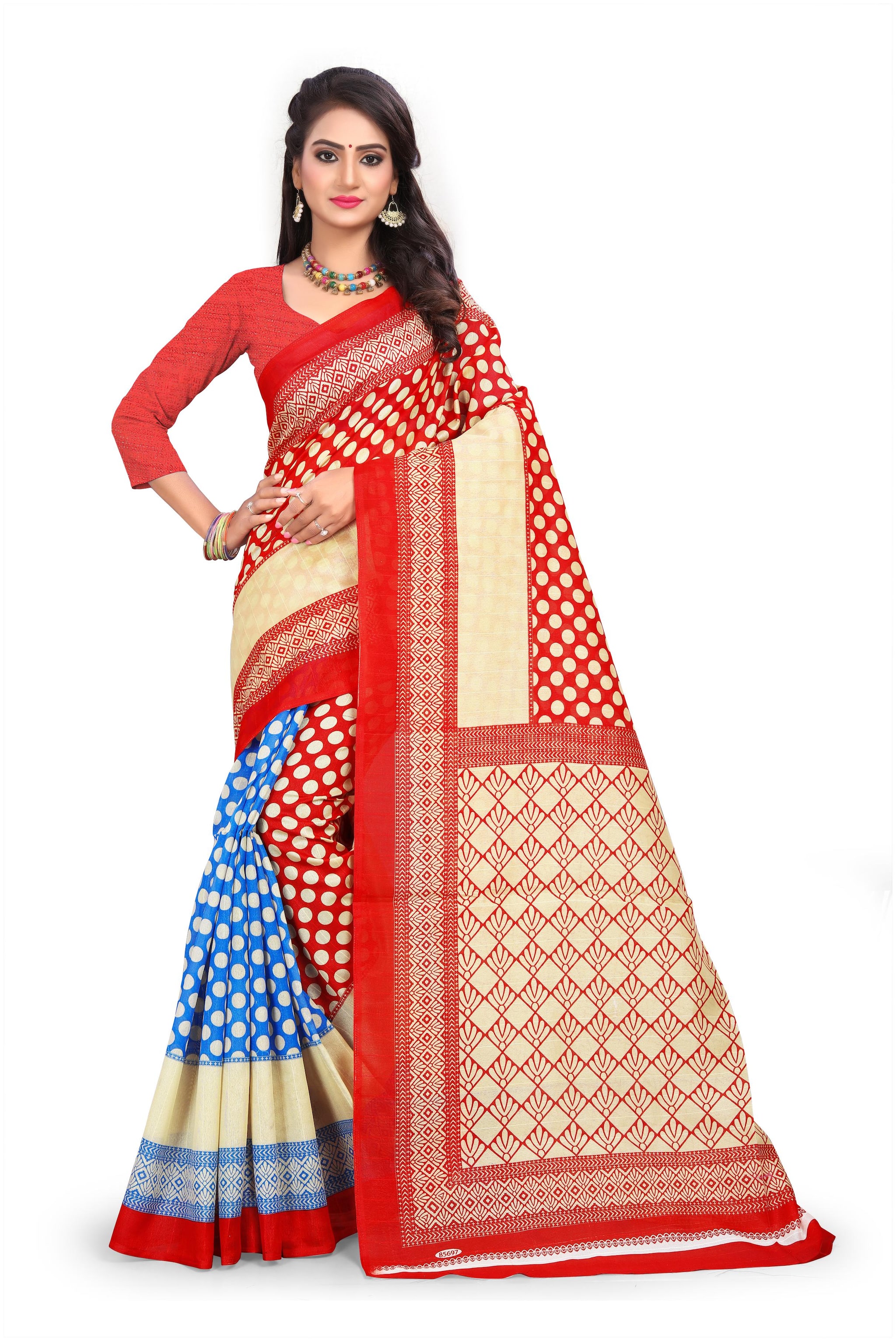

Marabout Synthetic Block Print Blue Regular Saree For Women