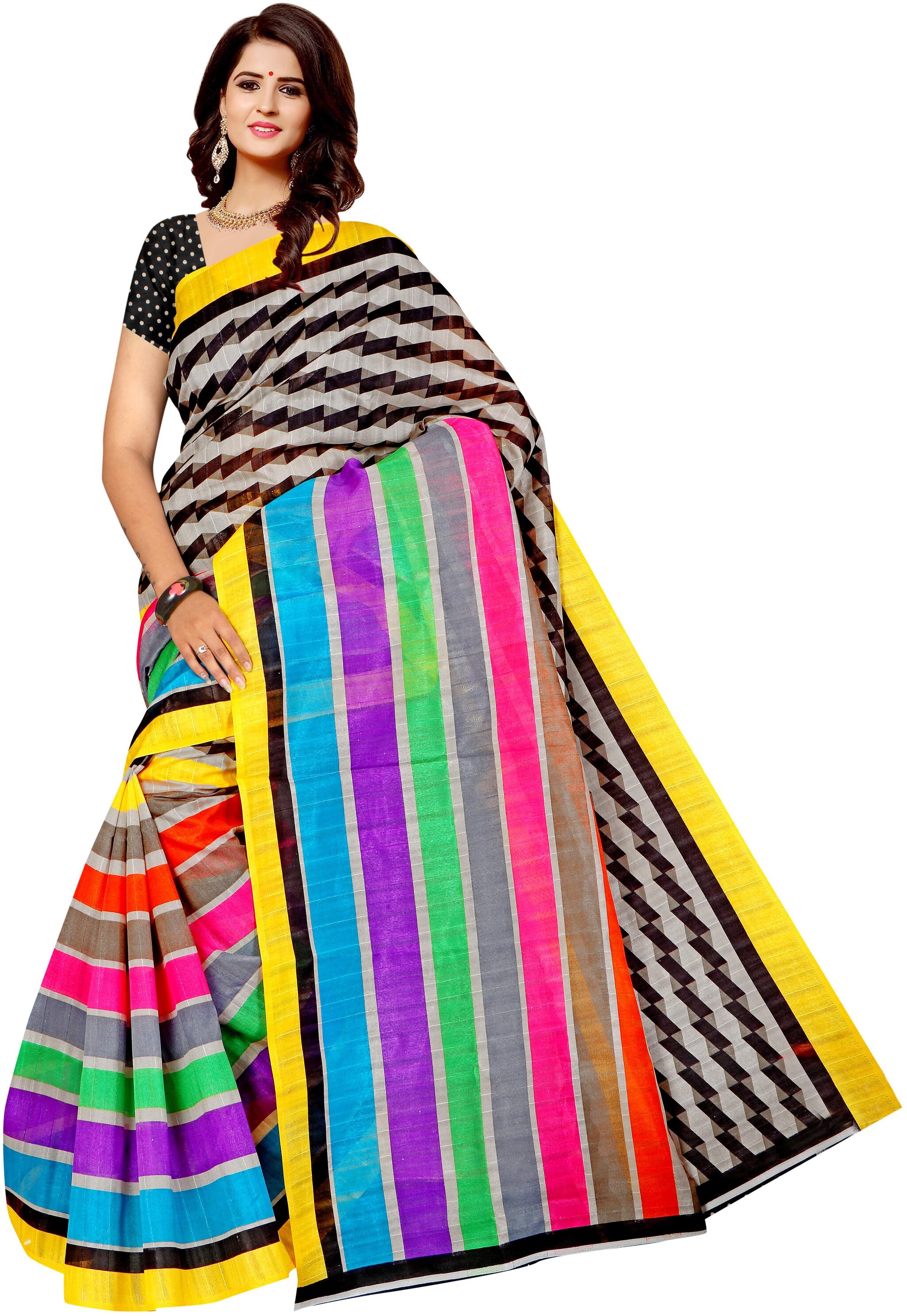 

Marabout Synthetic Checkered Multi Regular Saree For Women