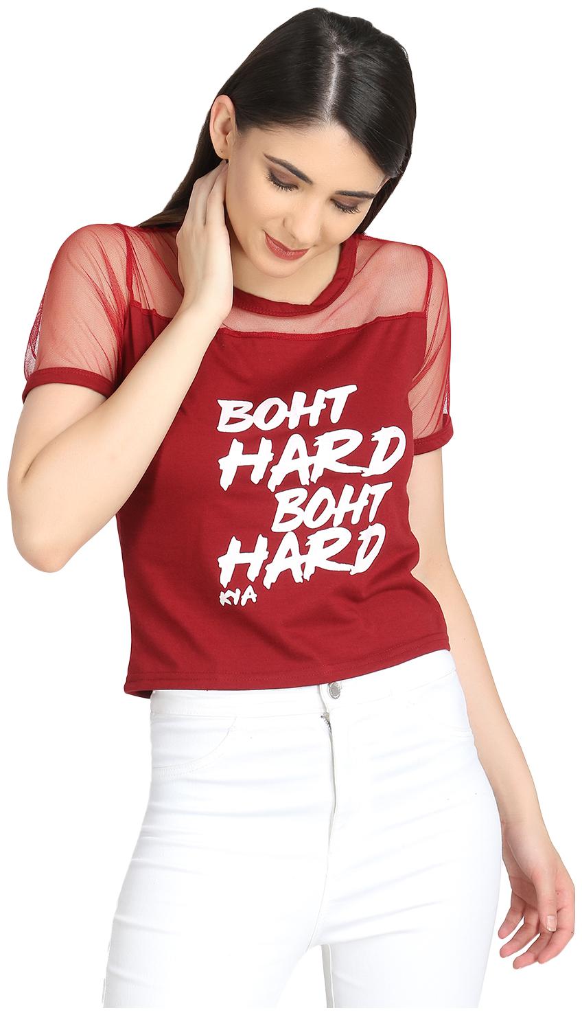 

Raabta Fashion Women Solid Blouson top - Maroon