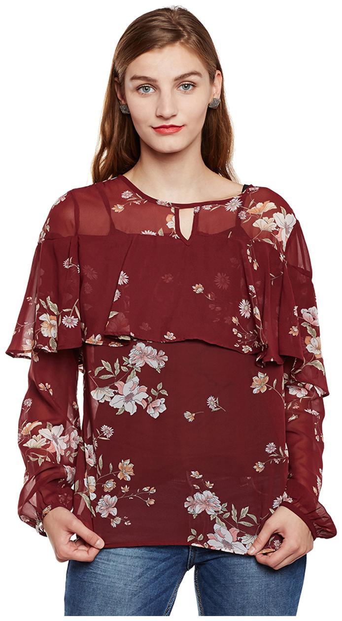 

Oxolloxo Women Printed Regular top - Red