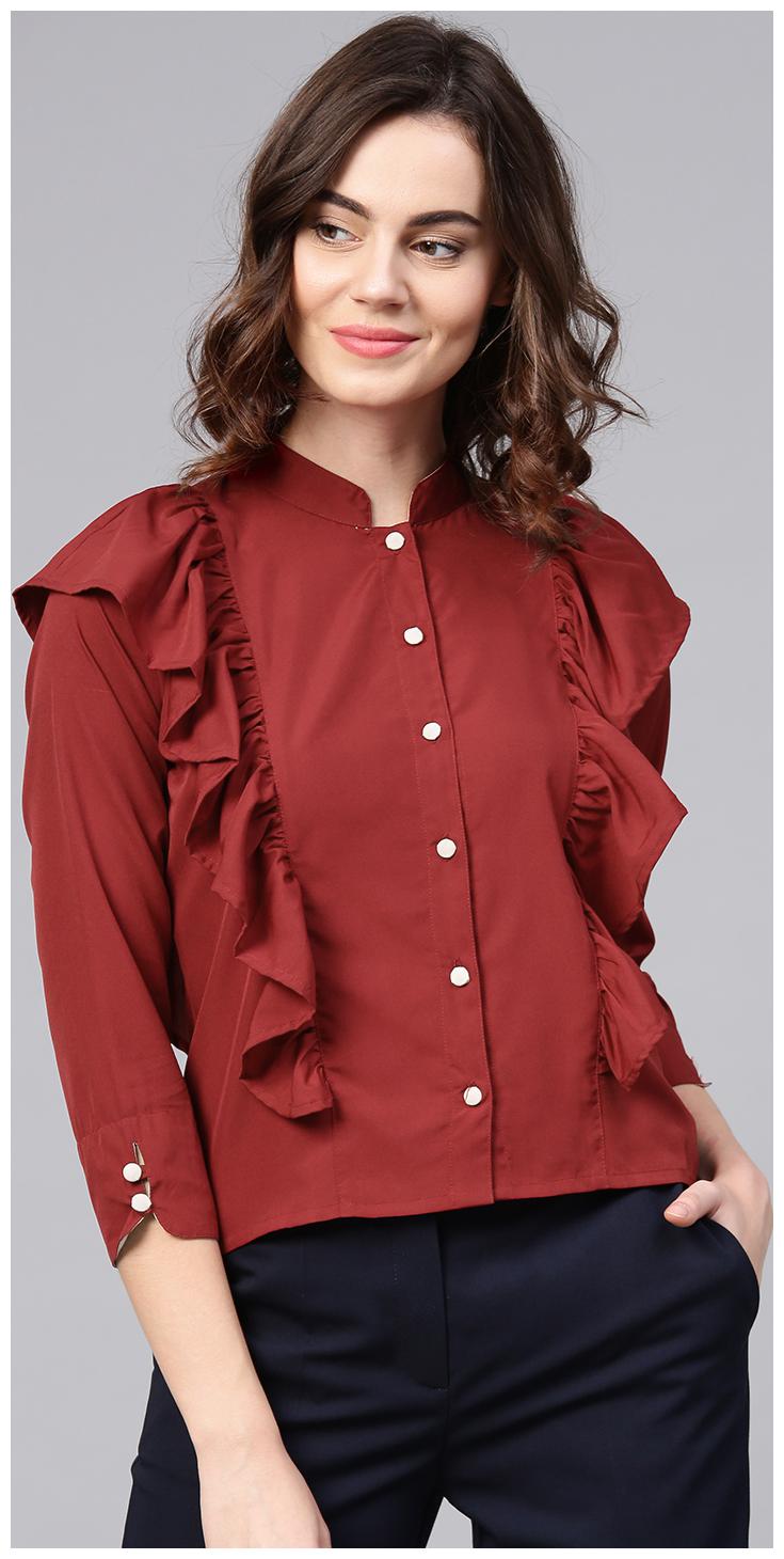 

AASI- HOUSE OF NAYO Women Solid Regular top - Maroon