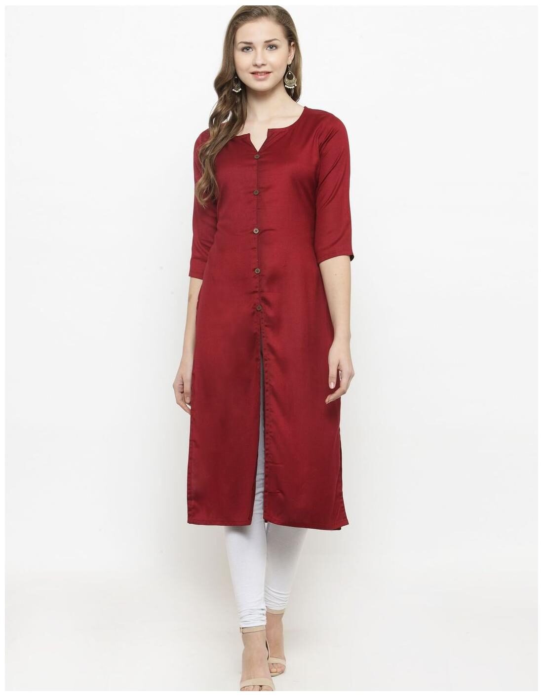 

Sayesha Women Maroon Solid Straight Kurta