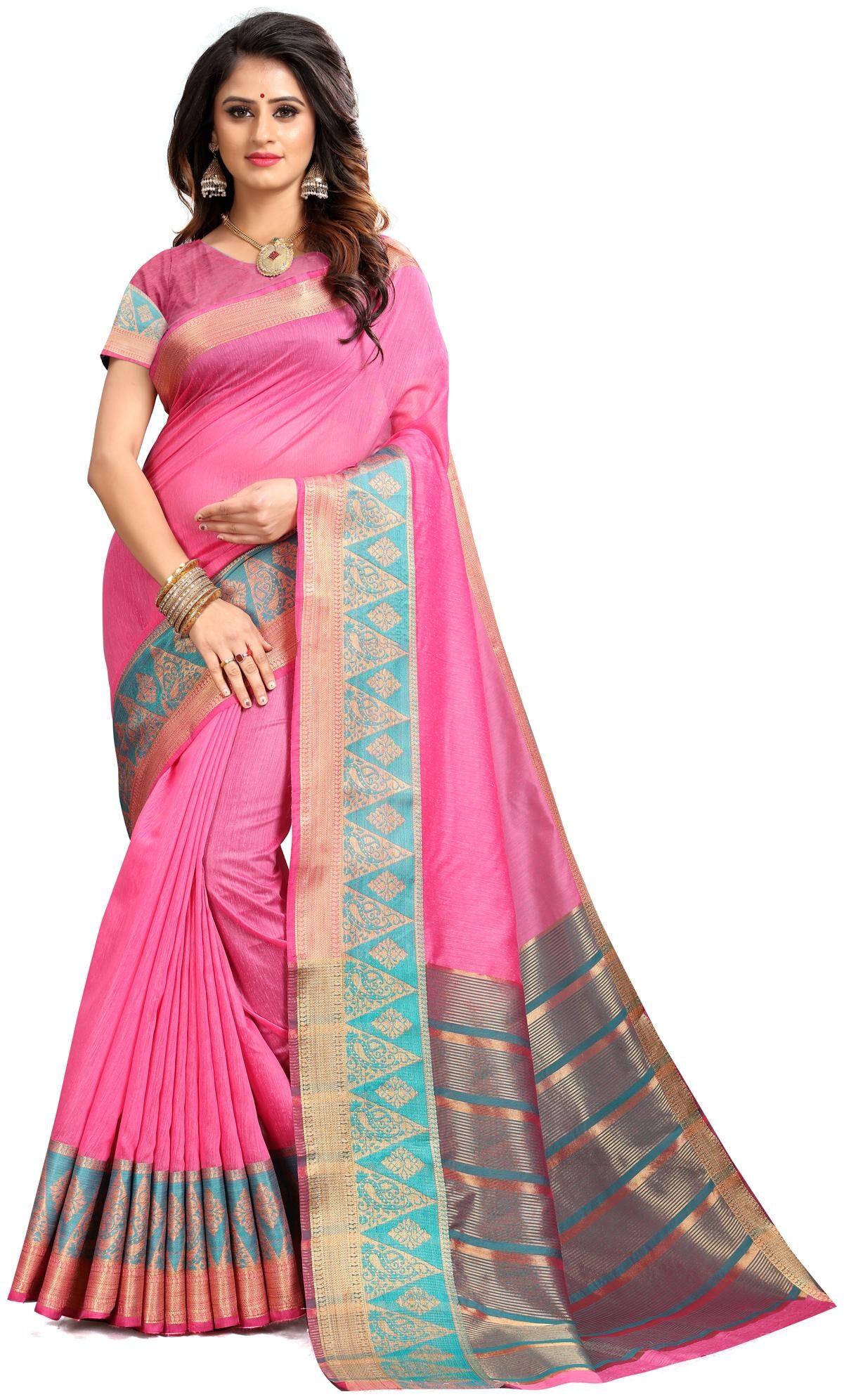 

Maroosh Cotton Universal Saree Pink