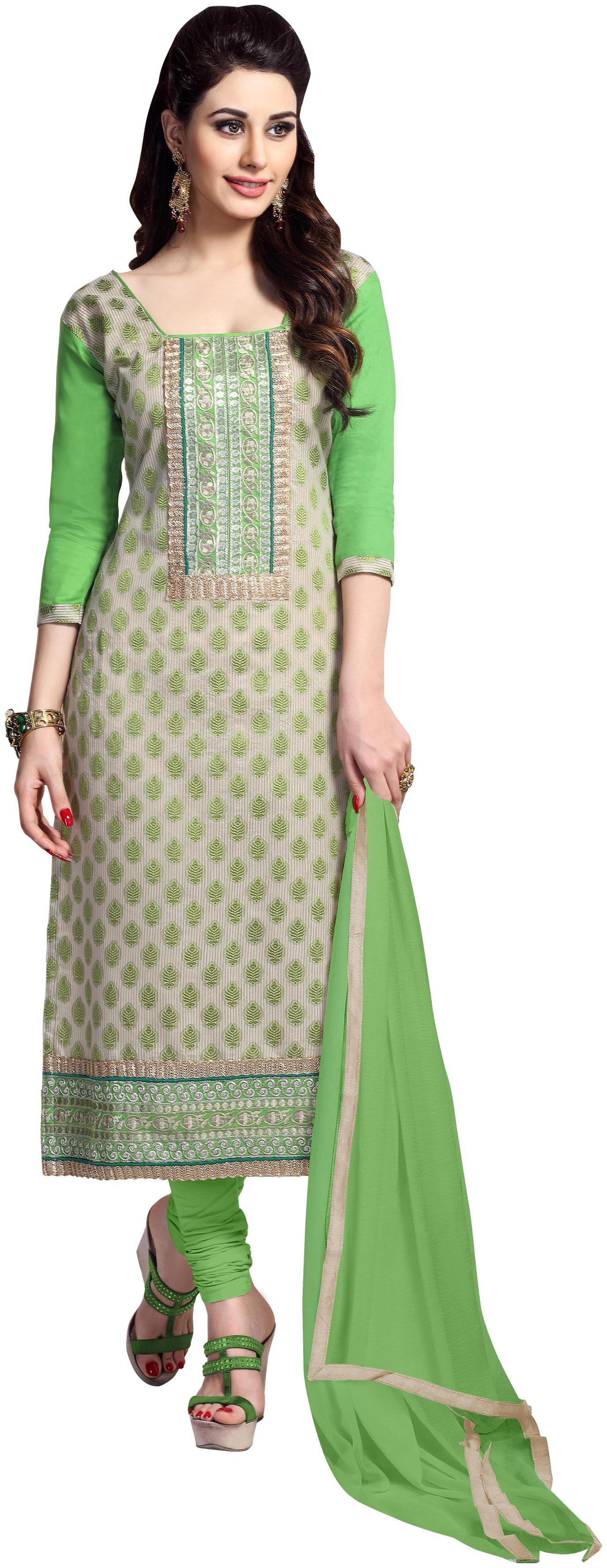 

Maroosh Cotton Embroidered Semistiched Kurta Bottom Dupatta - Grey Green