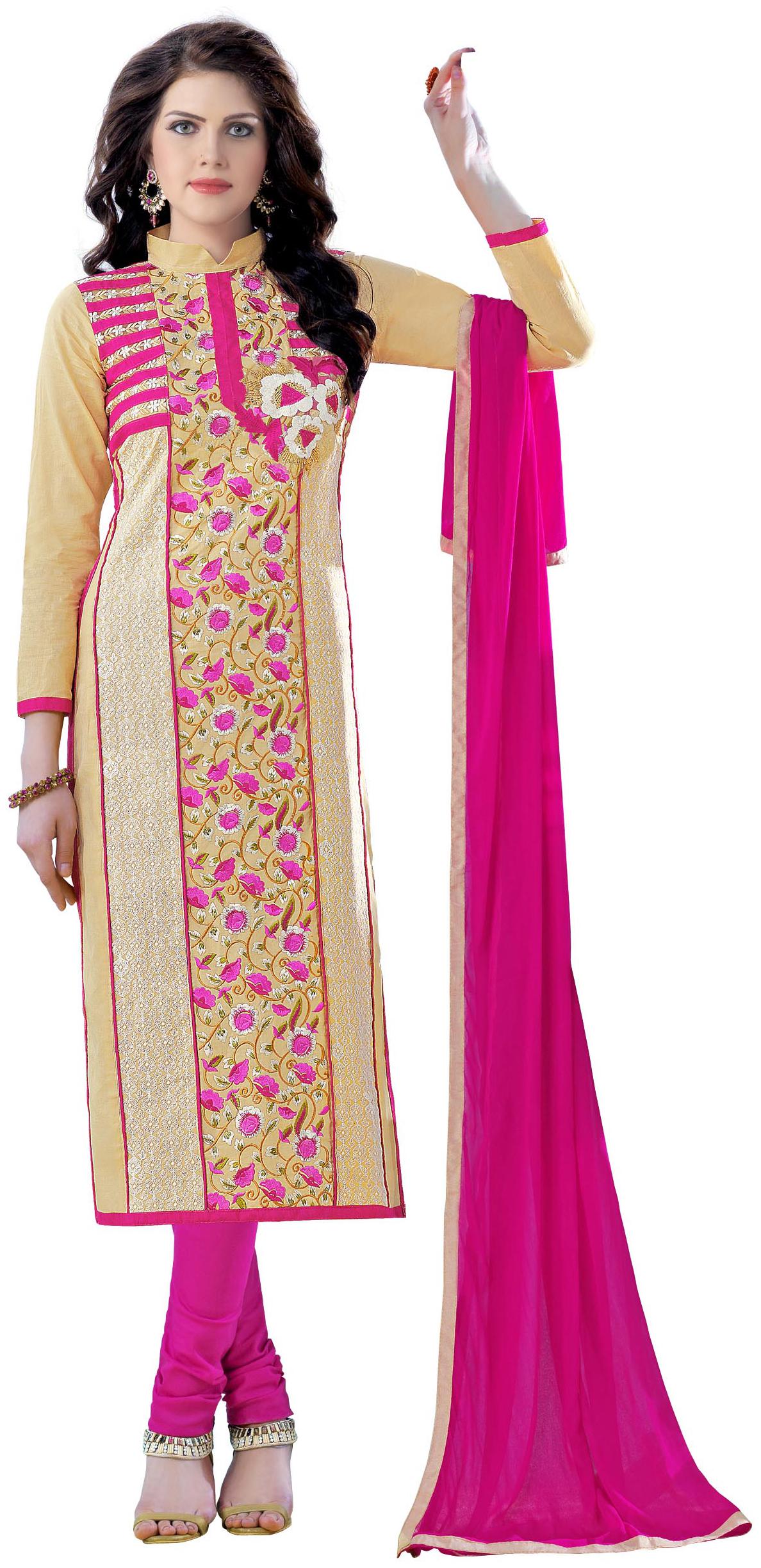 

Maroosh Cotton Embroidered Semistiched Kurta Bottom Dupatta - Beige Pink