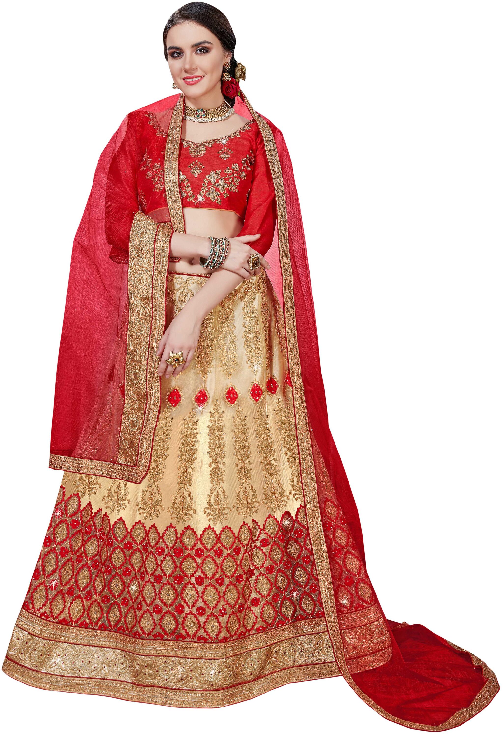 

Maroosh Men Net Embroidered Lehenga Choli Beige