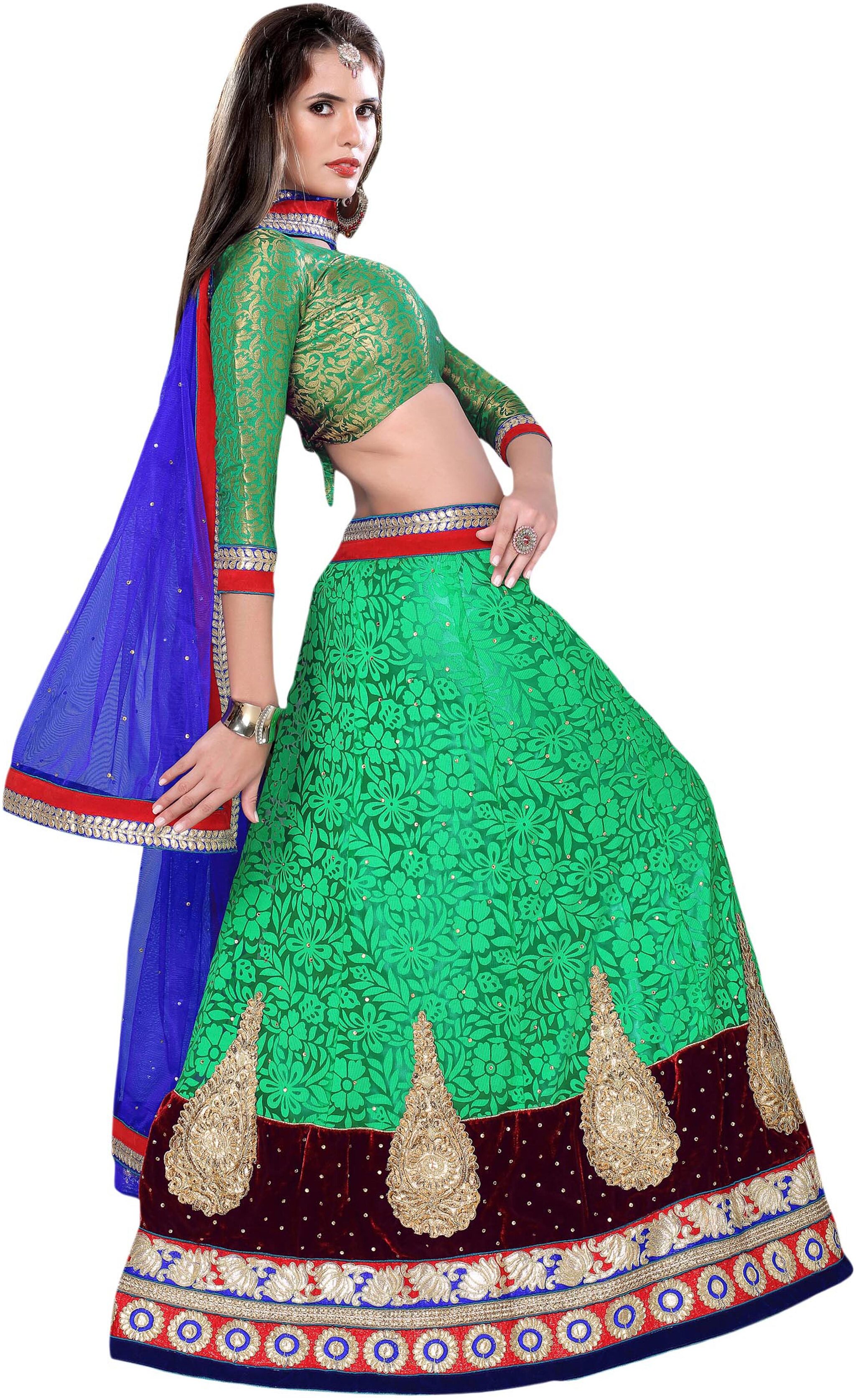 

Maroosh Men Net Embroidered Lehenga Choli Green