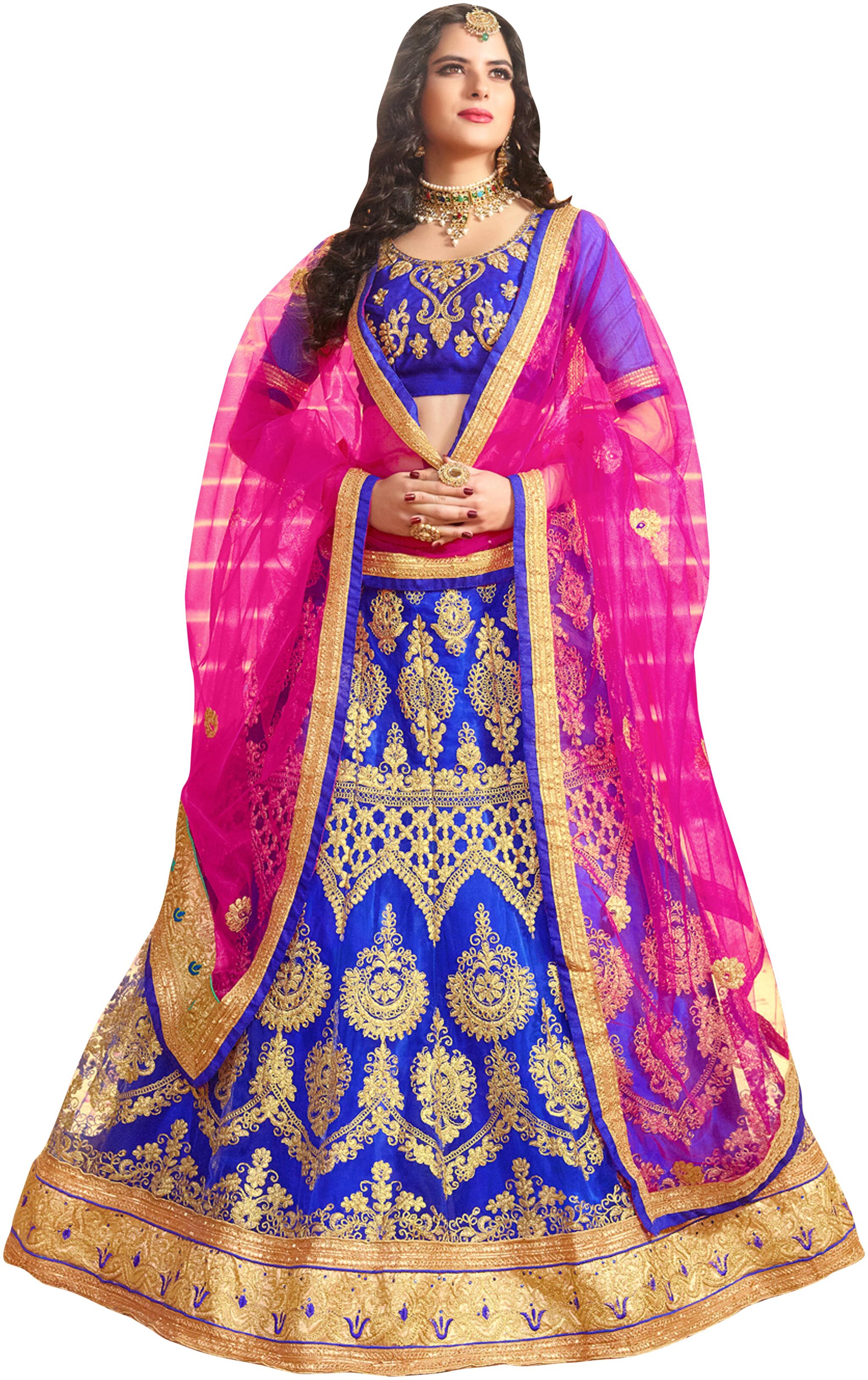 

Maroosh Men Net Embroidered Lehenga Choli Blue