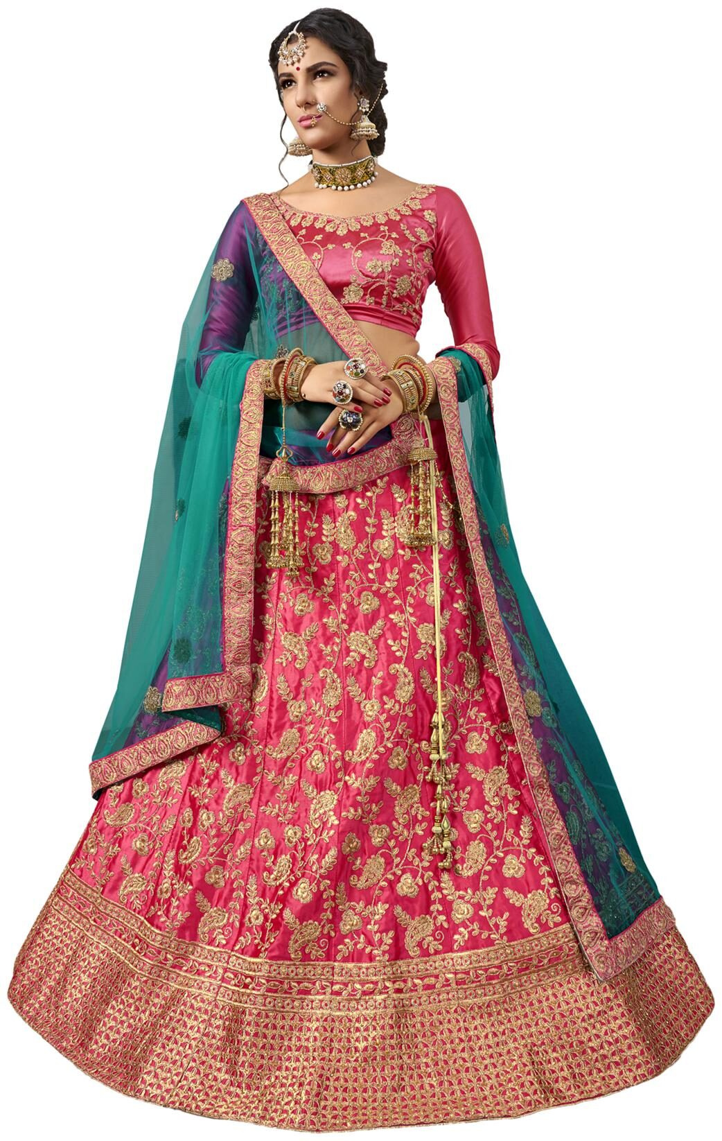 

Maroosh Men Silk Embroidered Lehenga Choli Pink