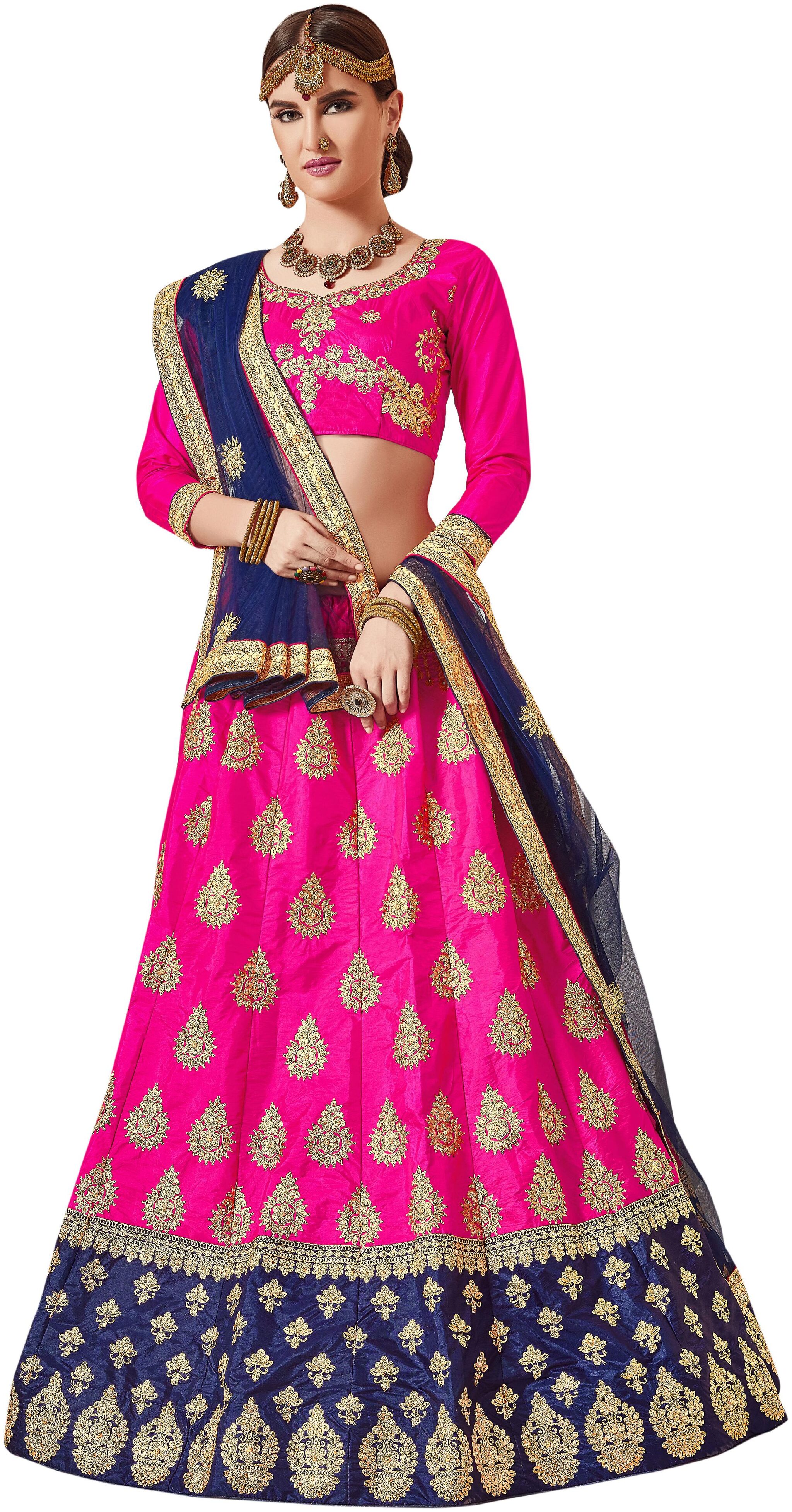 

Maroosh Men Silk Embroidered Lehenga Choli Pink