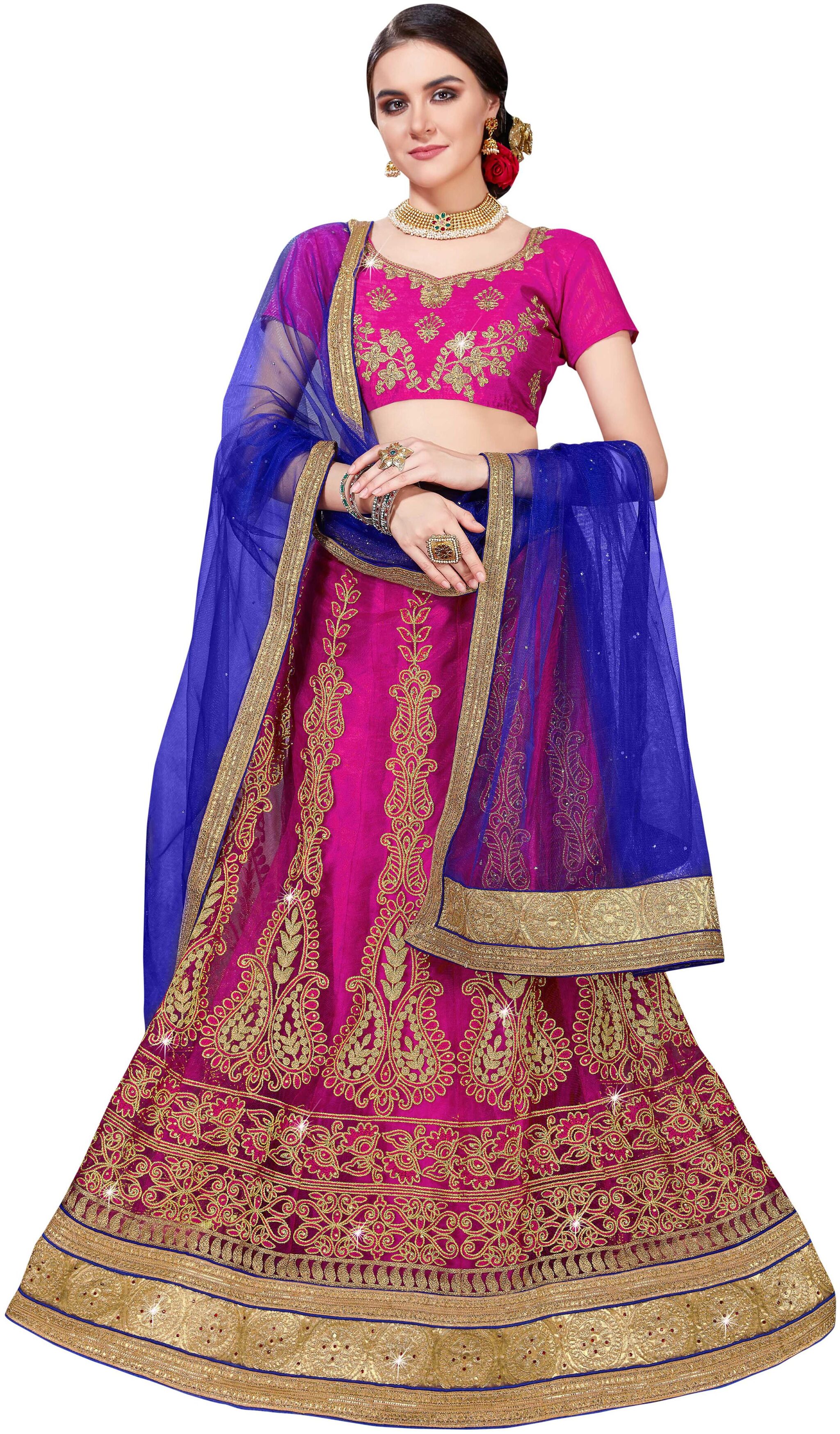 

Maroosh Men Net Embroidered Lehenga Choli Pink