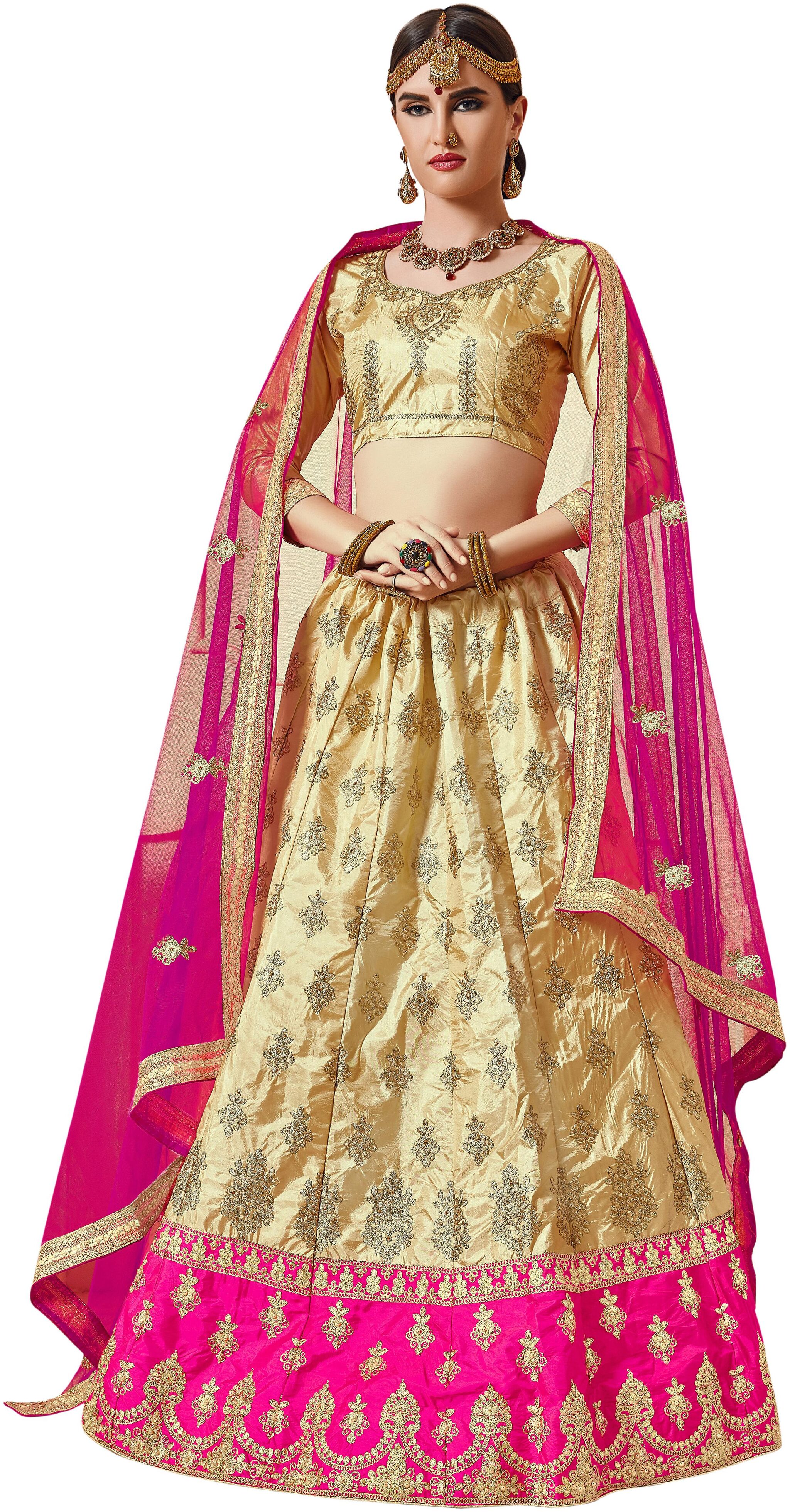 

Maroosh Men Silk Embroidered Lehenga Choli Beige