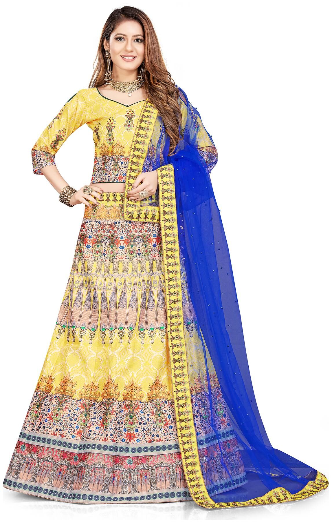 

Maroosh Men Silk Printed Lehenga Choli Multi