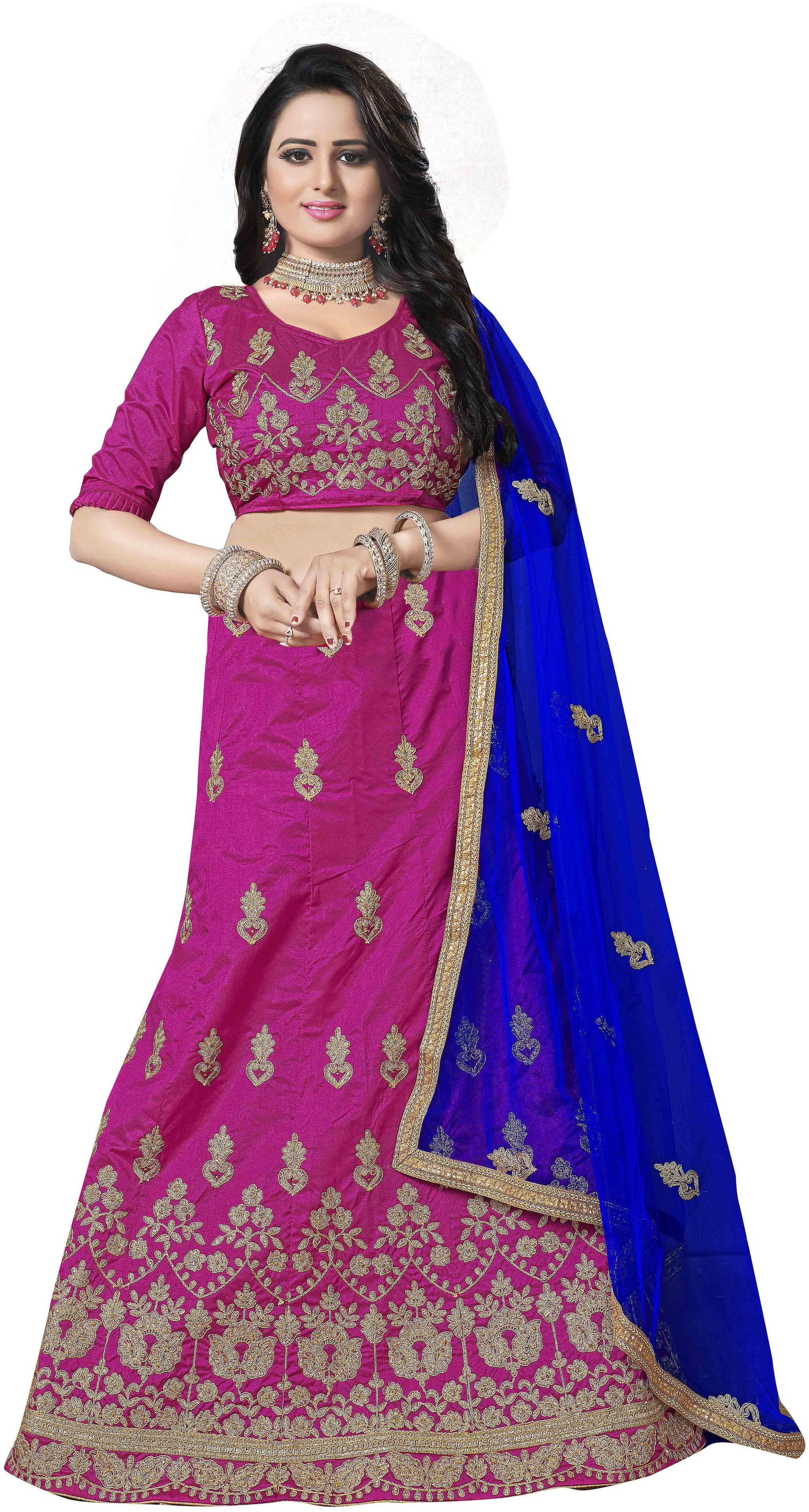 

Maroosh Men Silk Embroidered Lehenga Choli Pink
