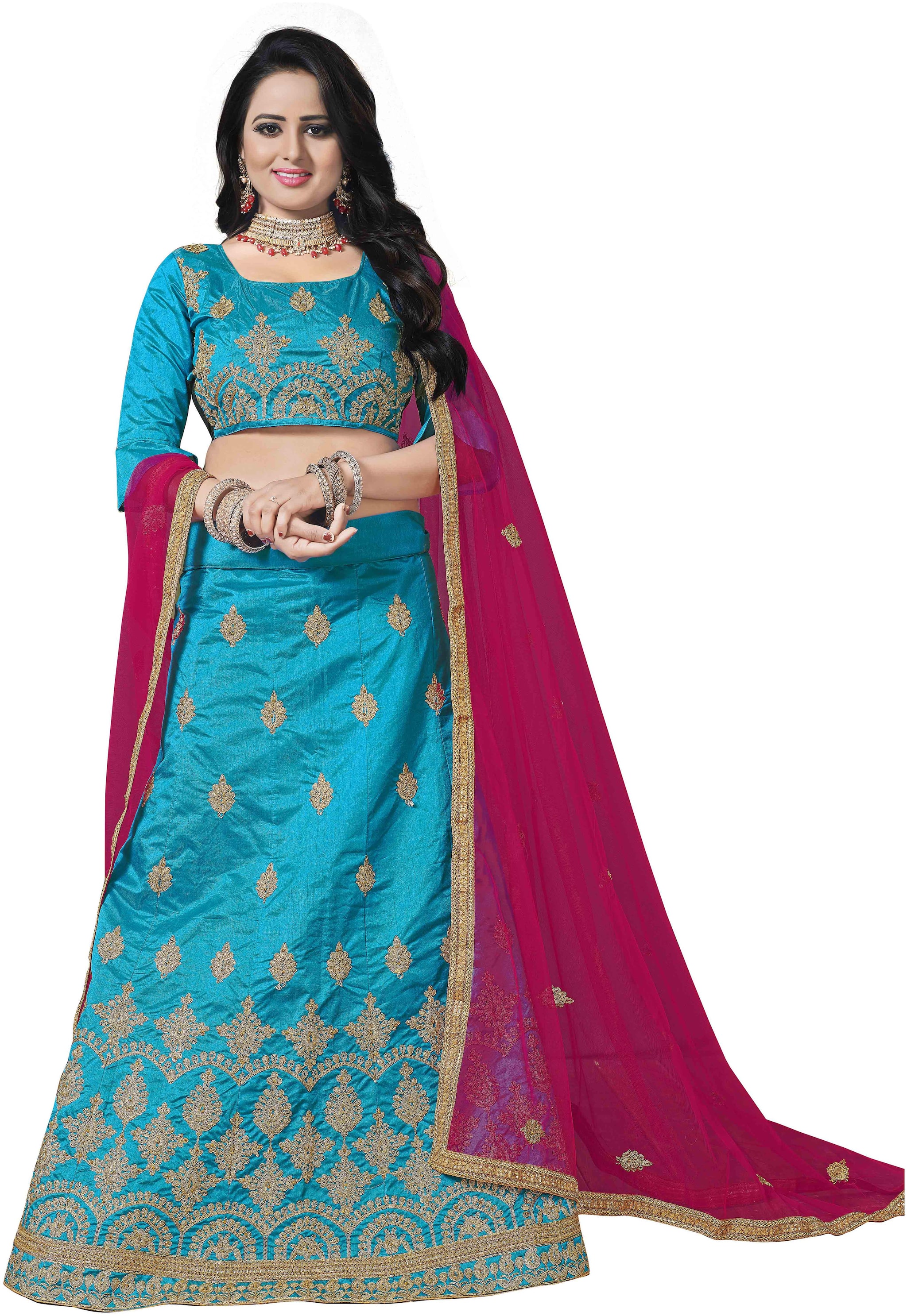 

Maroosh Men Silk Embroidered Lehenga Choli Blue