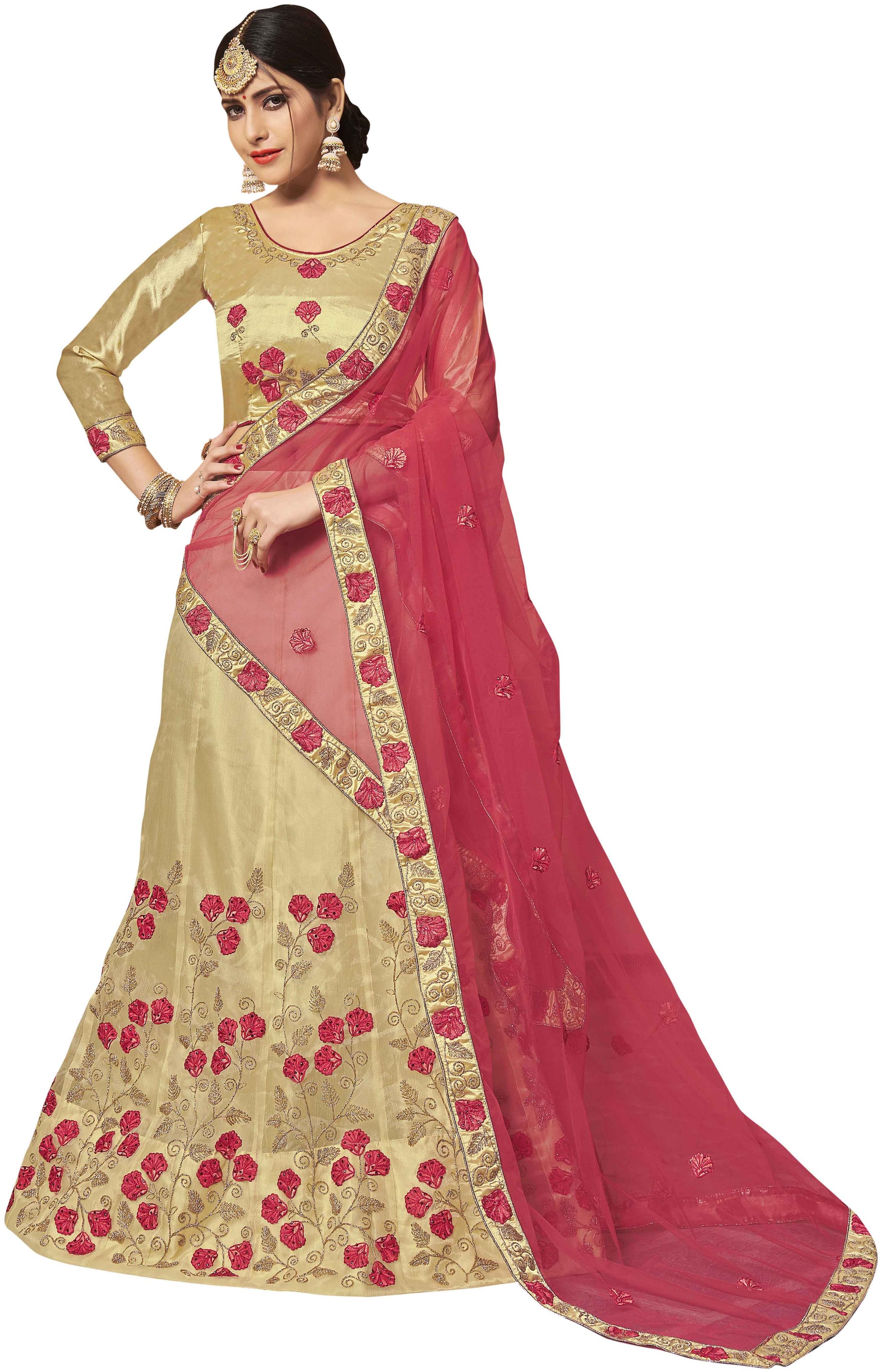 

Maroosh Men Organza Embroidered Lehenga Choli Beige