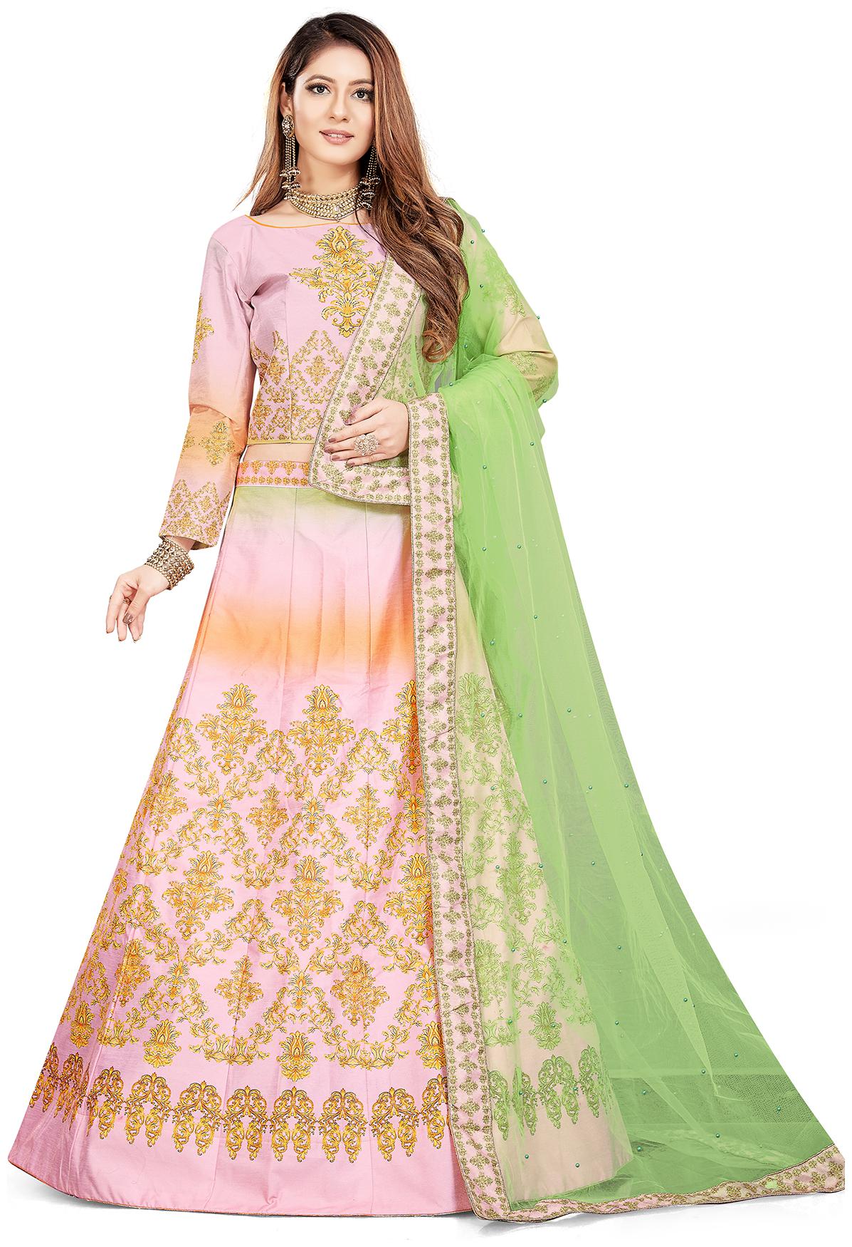 

Maroosh Men Silk Printed Lehenga Choli Multi