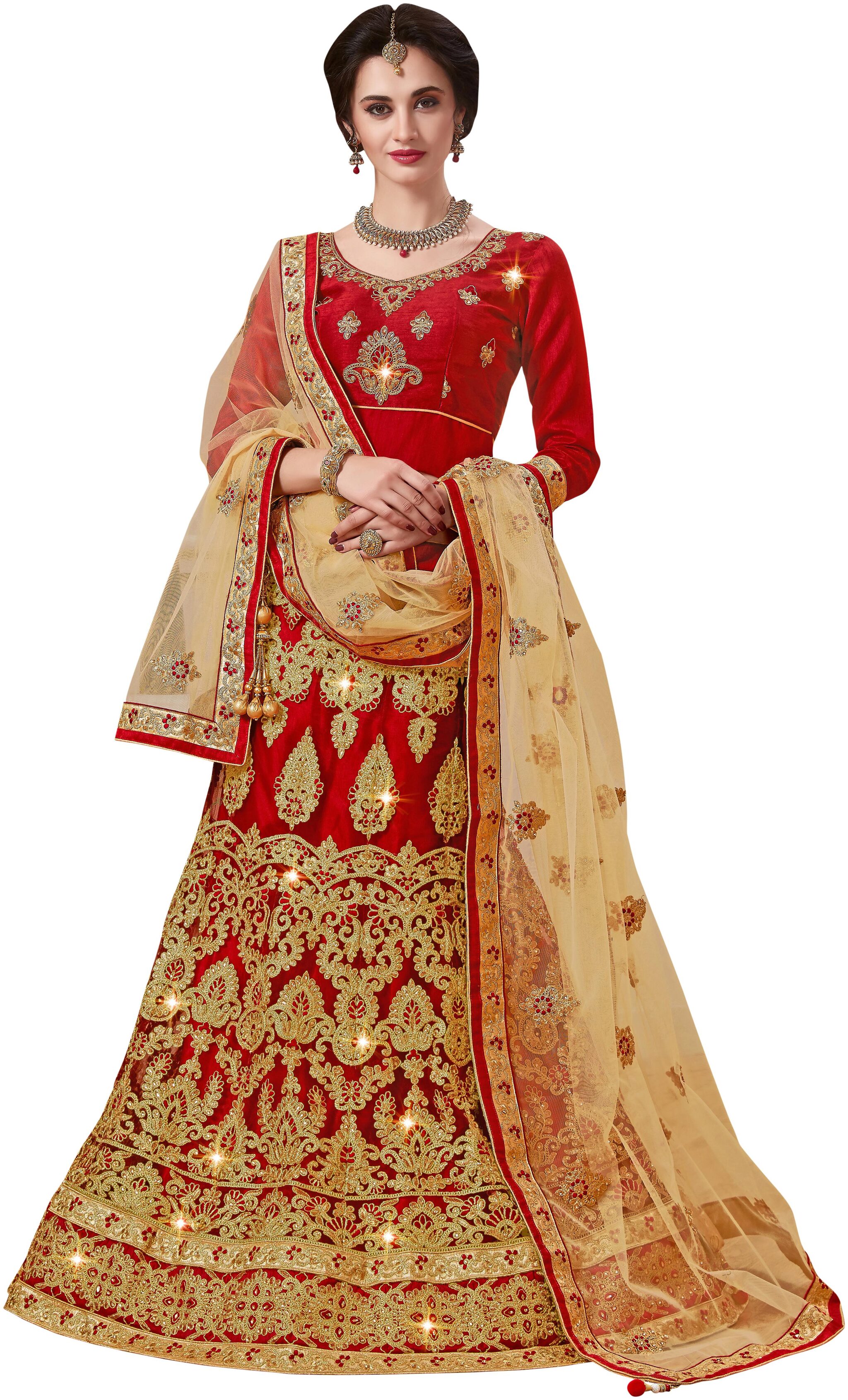 

Maroosh Men Net Embroidered Lehenga Choli Maroon