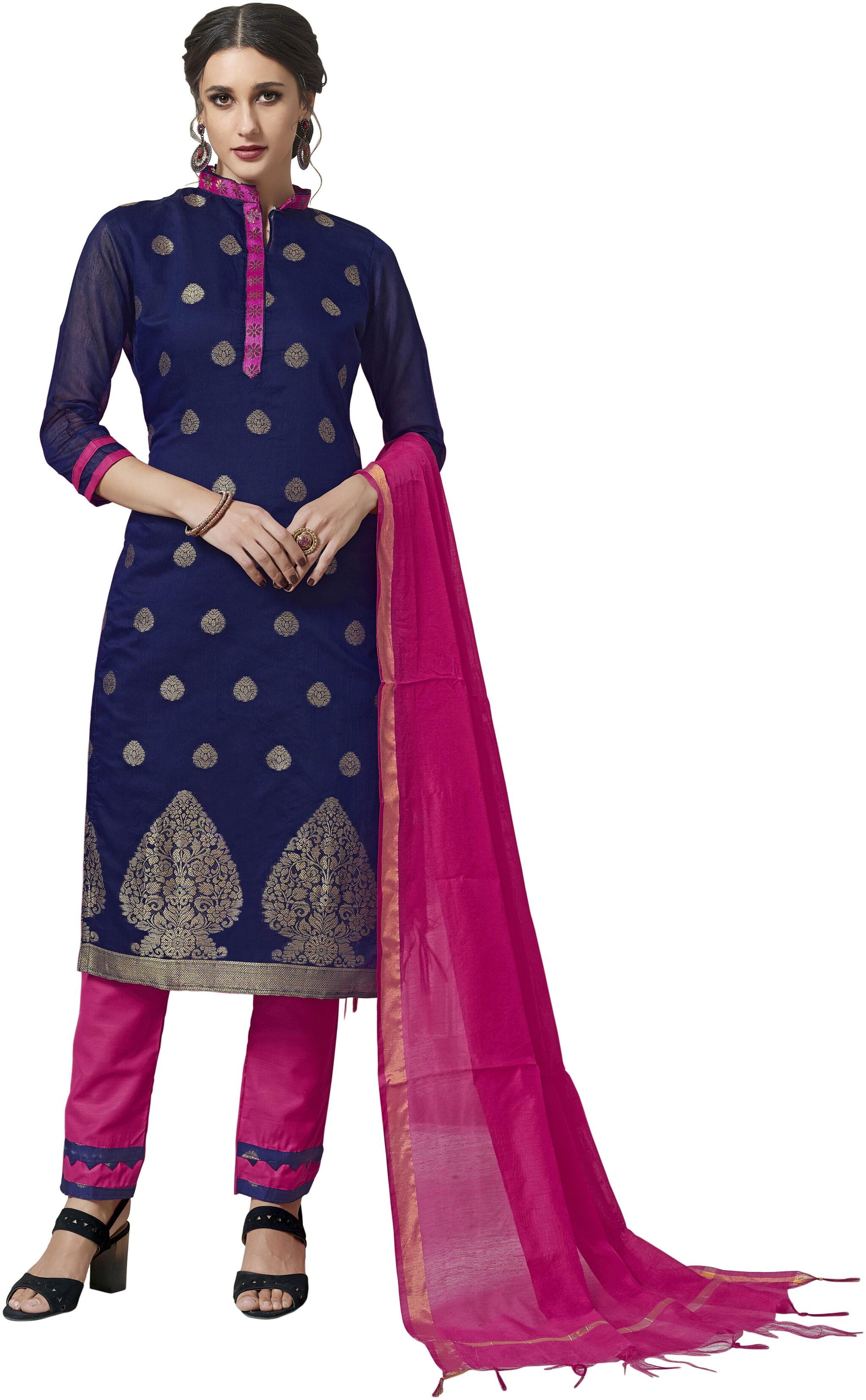 

Maroosh Silk Printed Dress Material Blue
