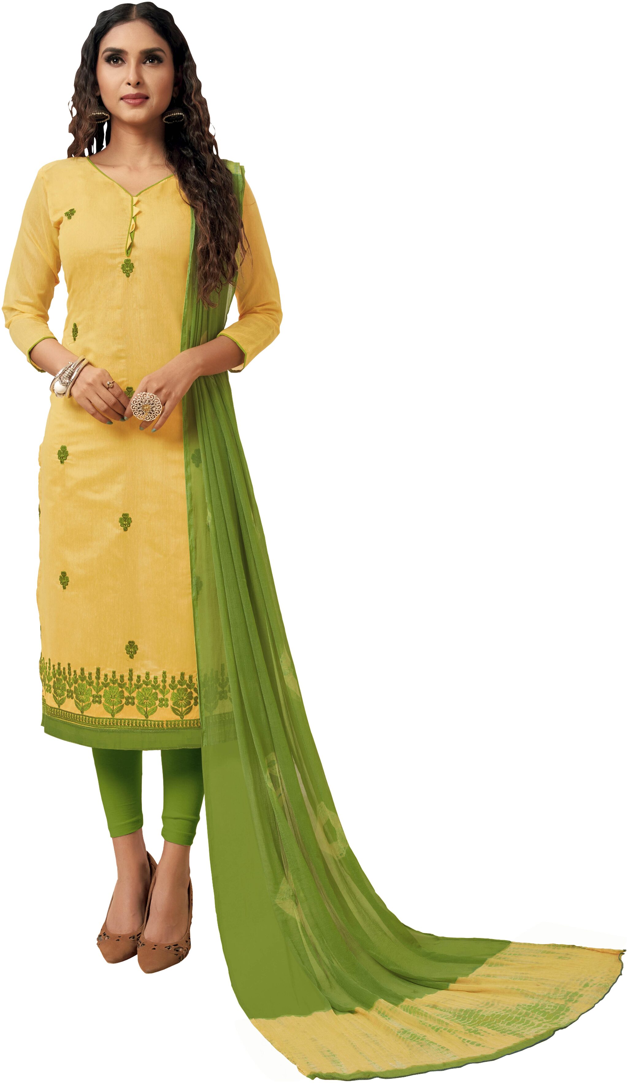 

Maroosh Silk Embroidered Dress Material Yellow