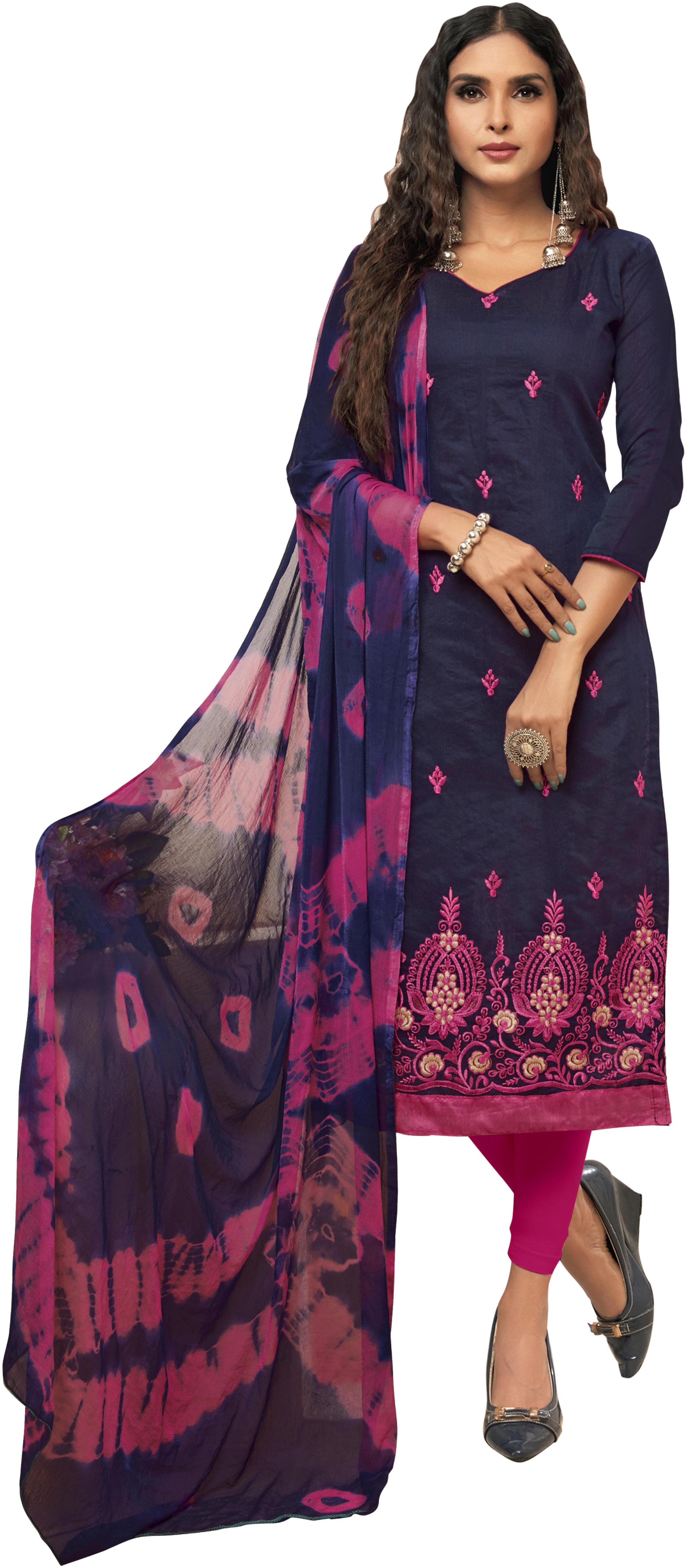 

Maroosh Silk Embroidered Dress Material Blue