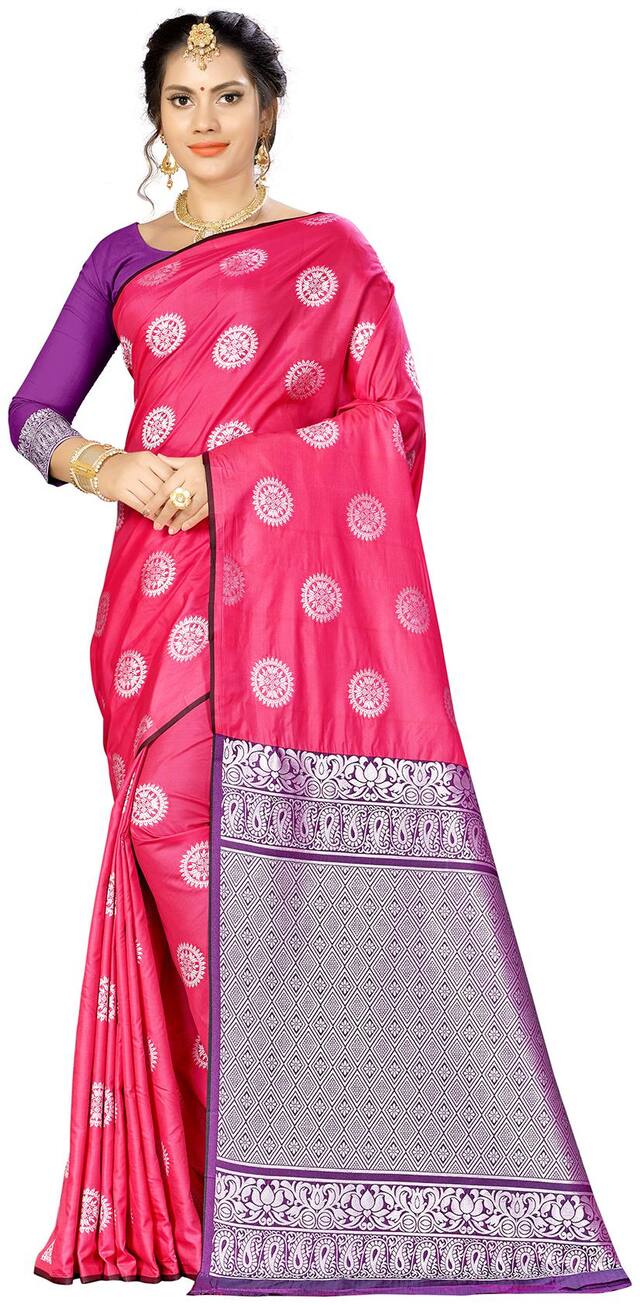 Maroosh Silk Universal Saree Pink