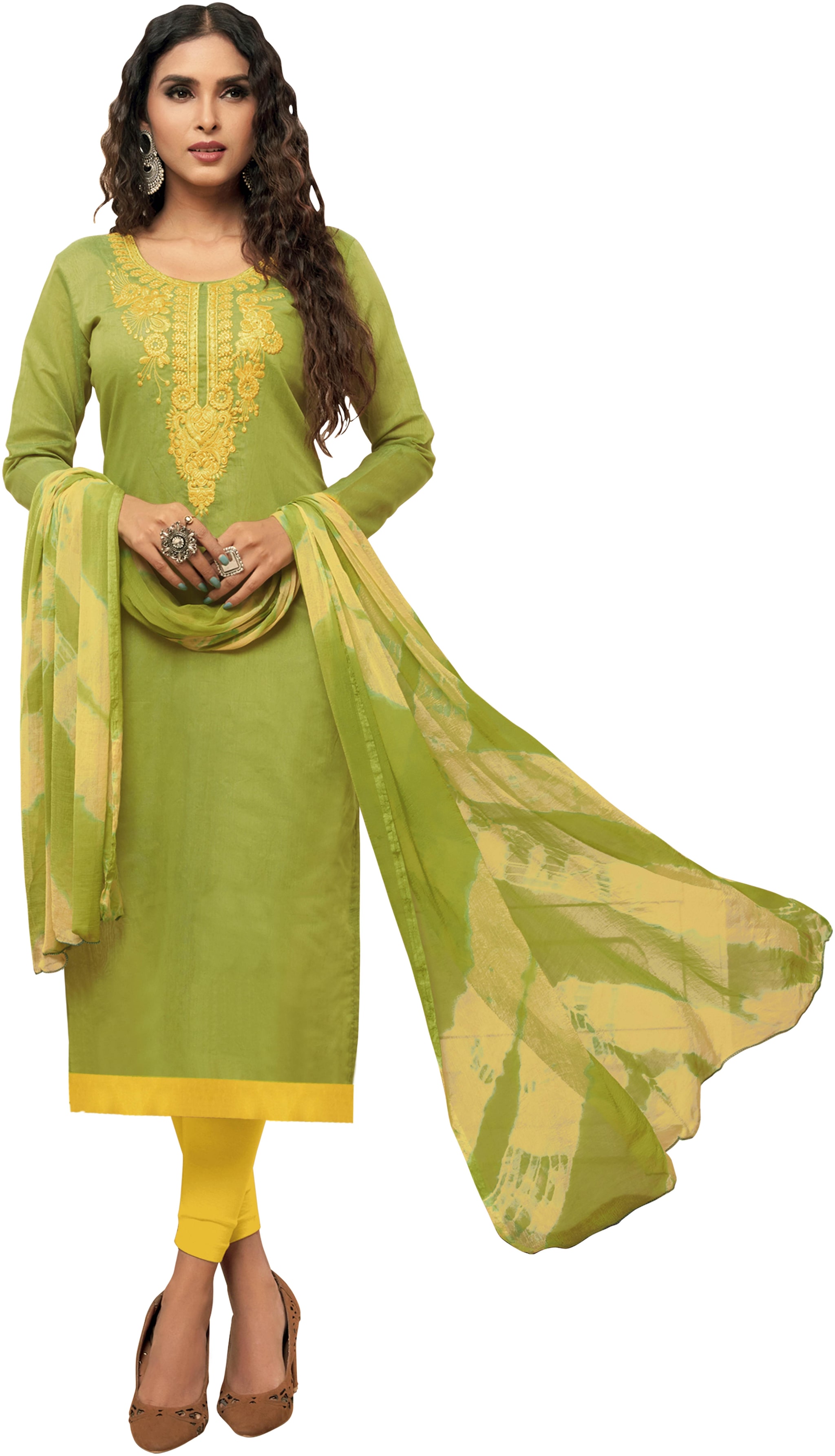 

Maroosh Silk Embroidered Dress Material Green