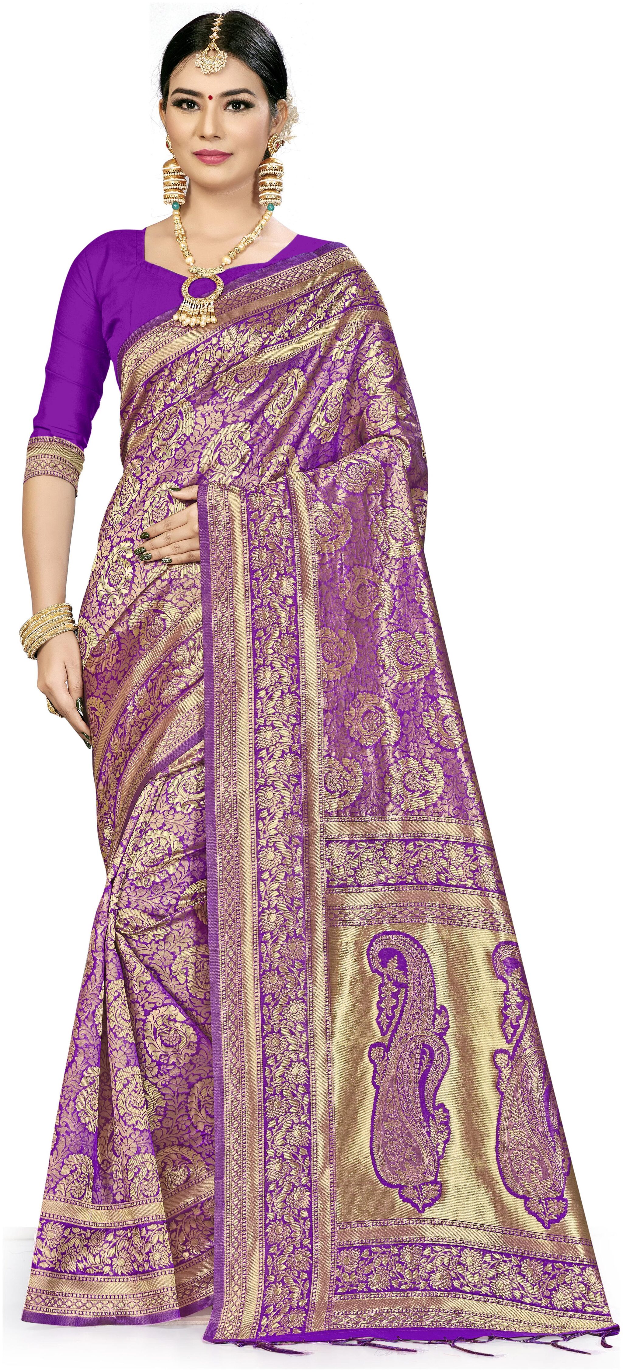 

Maroosh Women Silk Saree Purple