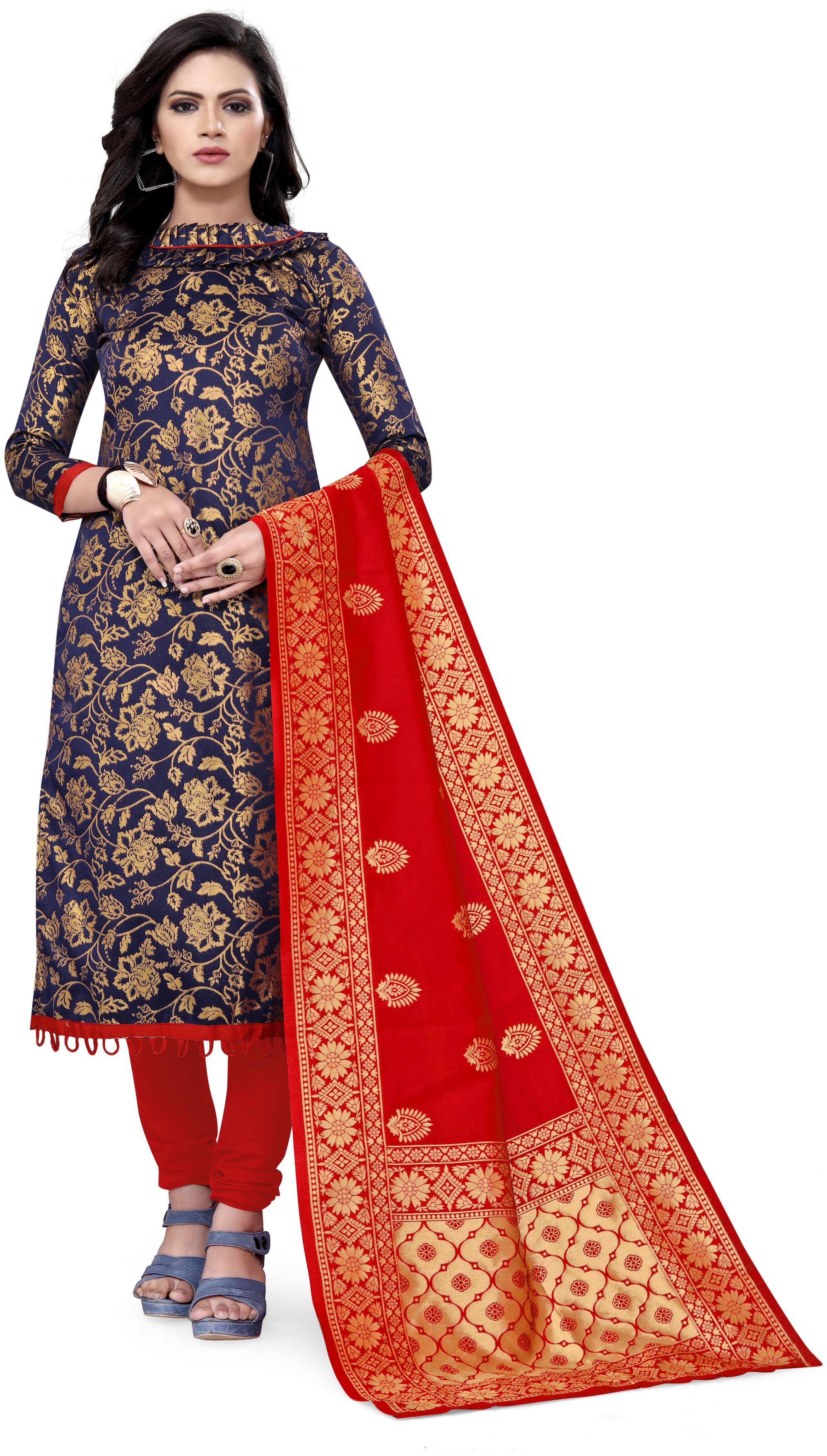 

Maroosh Blue Unstitched Kurta with bottom dupatta With dupatta Dress Material