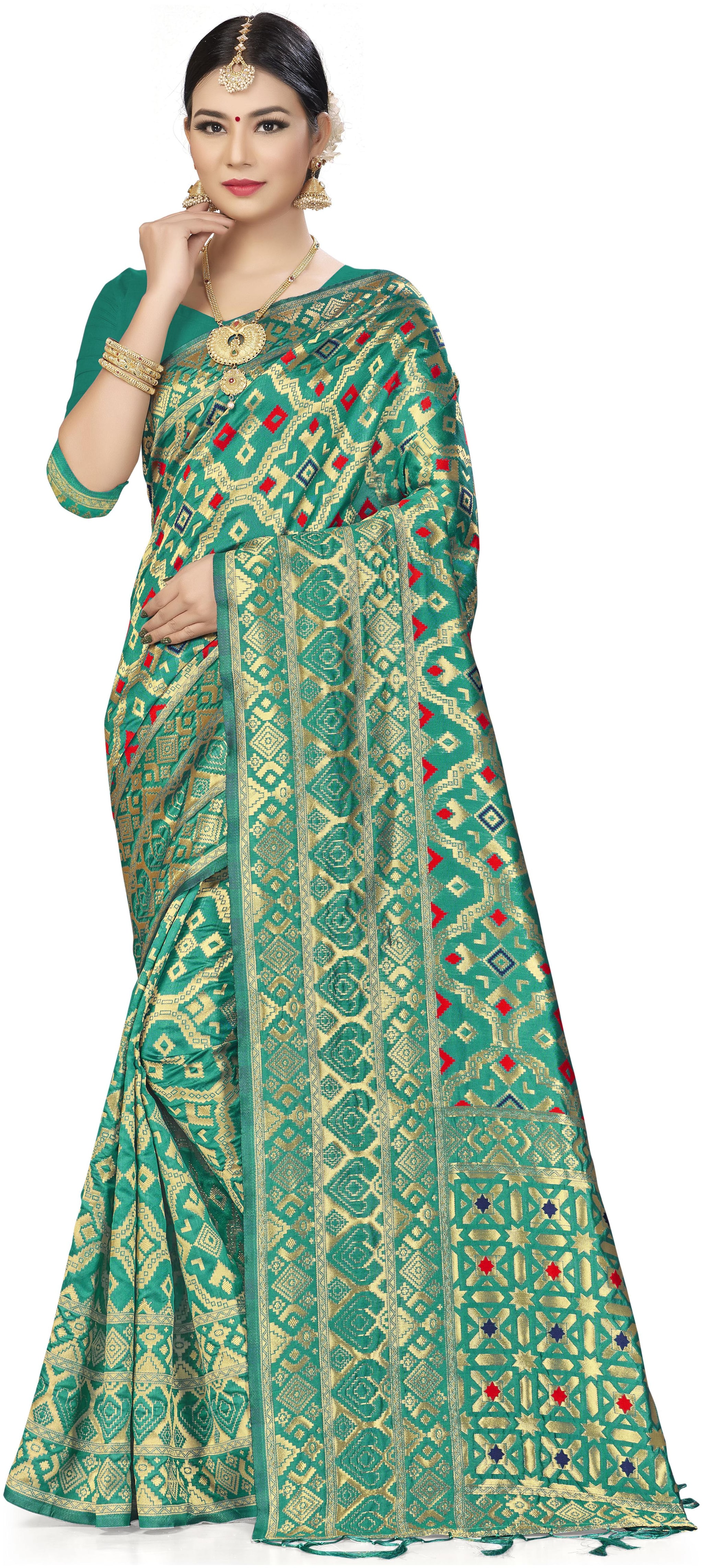 

Maroosh Women Silk Saree Green