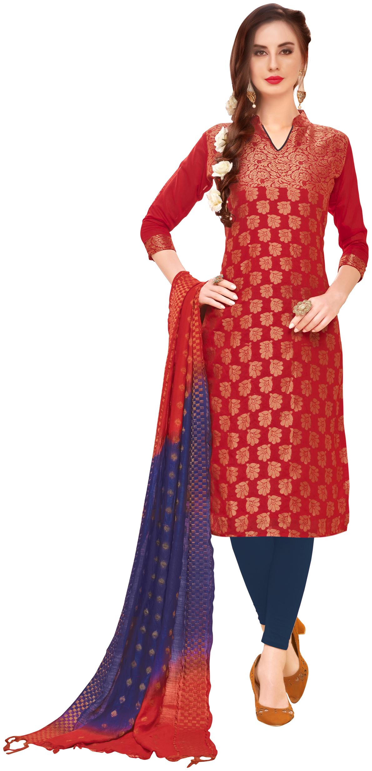

Maroosh Women Silk Printed Kurta Bottom Dupatta (Maroon Blue)
