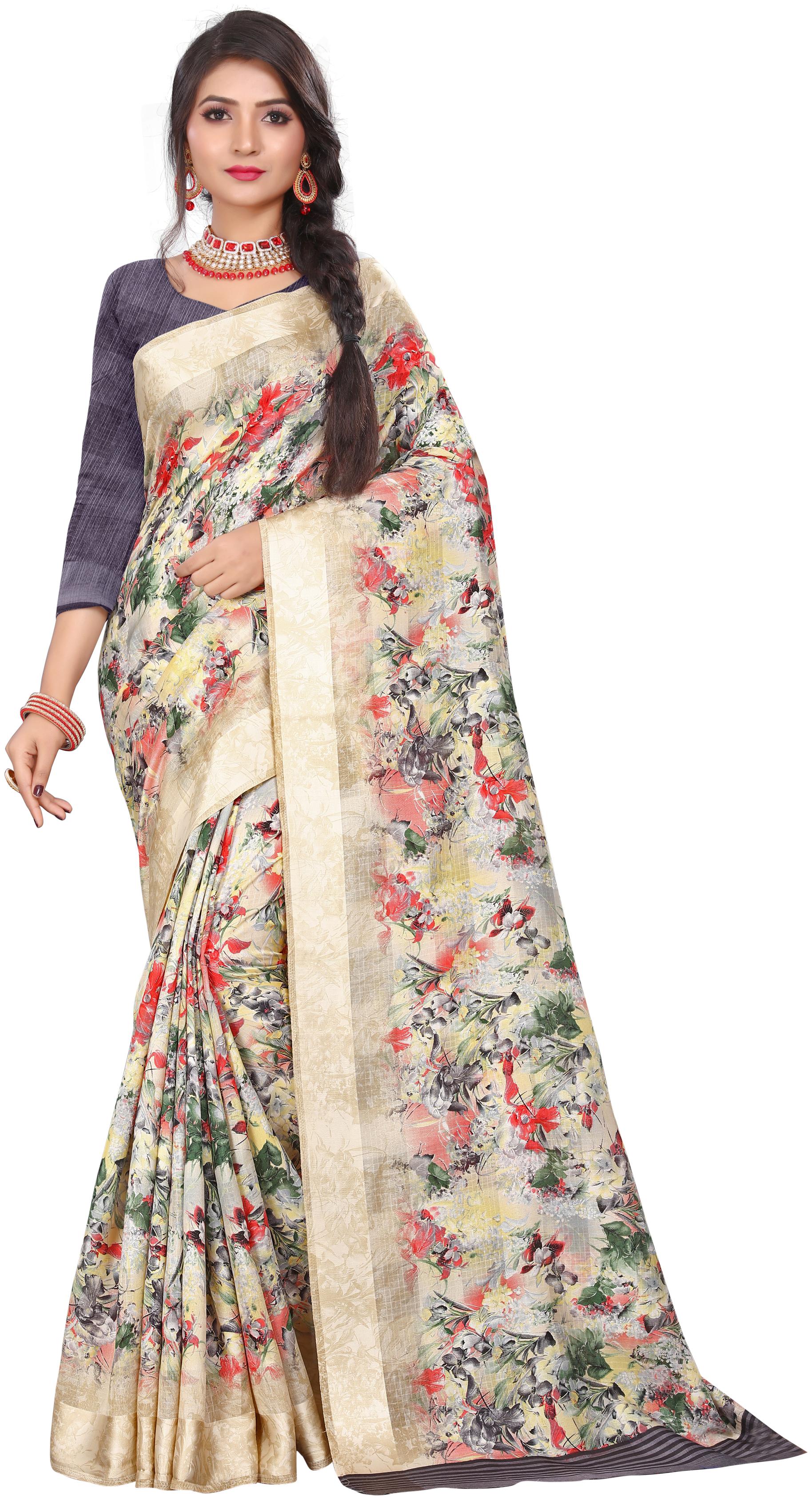 

Maroosh Women Silk Kanchipuram Silk Saree Multi color